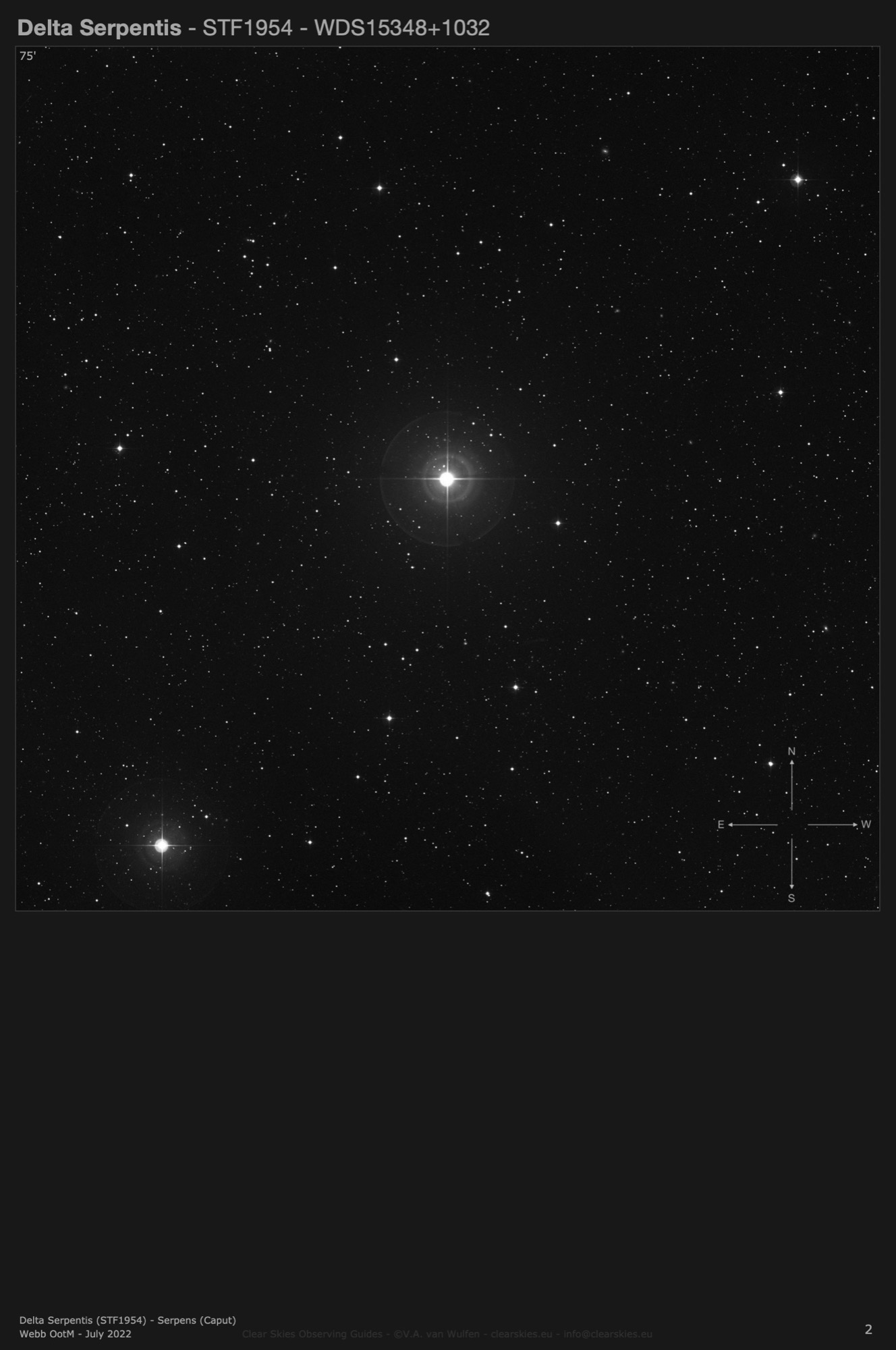 Delta Serpentis (STF1954 - WDS15348+1032) in Serpens (Caput) Delta Serpentis (STF1954 - WDS15348+1032) in Serpens (Caput)