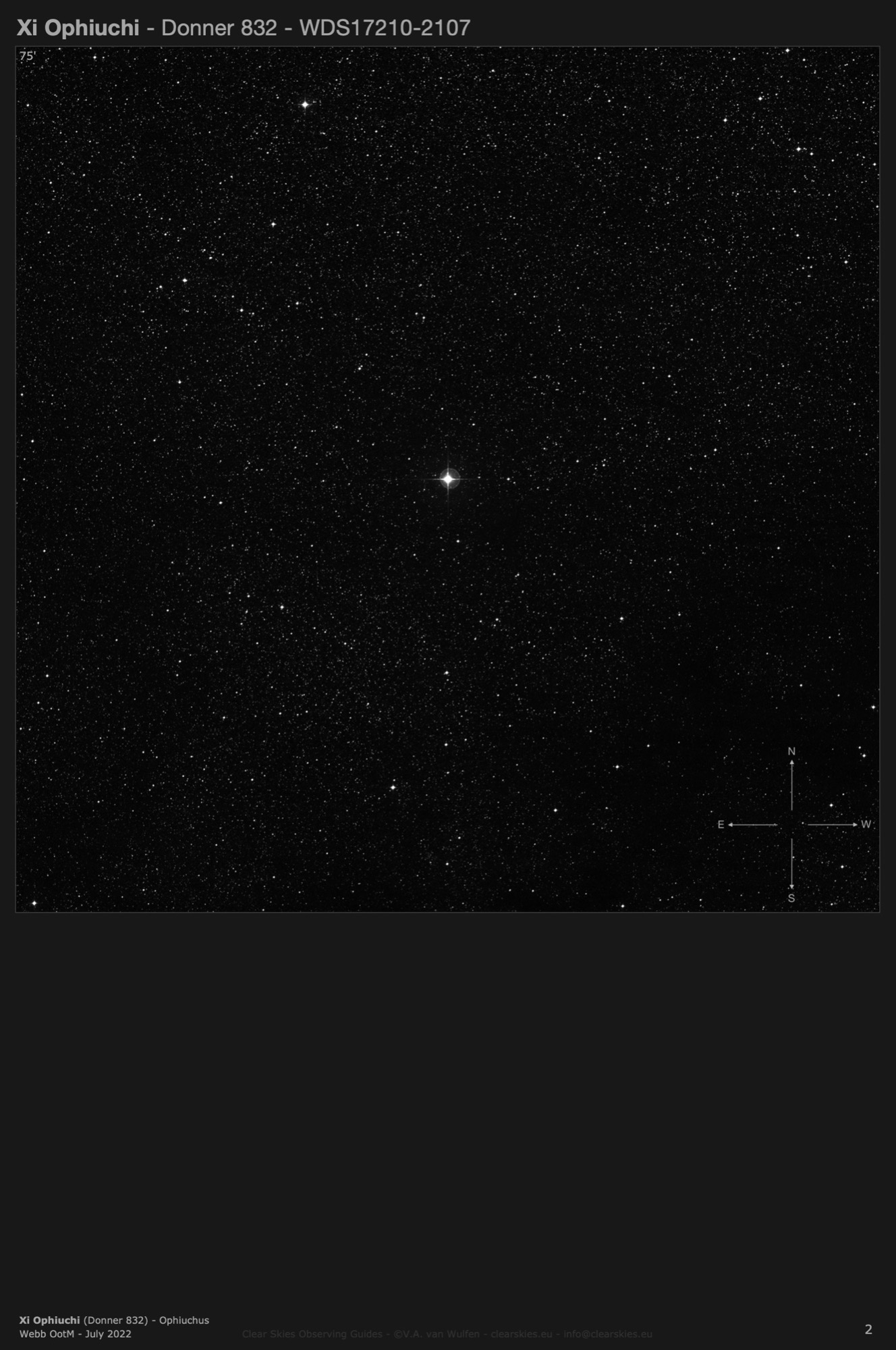 Xi Ophiuchi (Donner 832 - WDS17210-2107) in Ophiuchus Xi Ophiuchi (Donner 832 - WDS17210-2107) in Ophiuchus