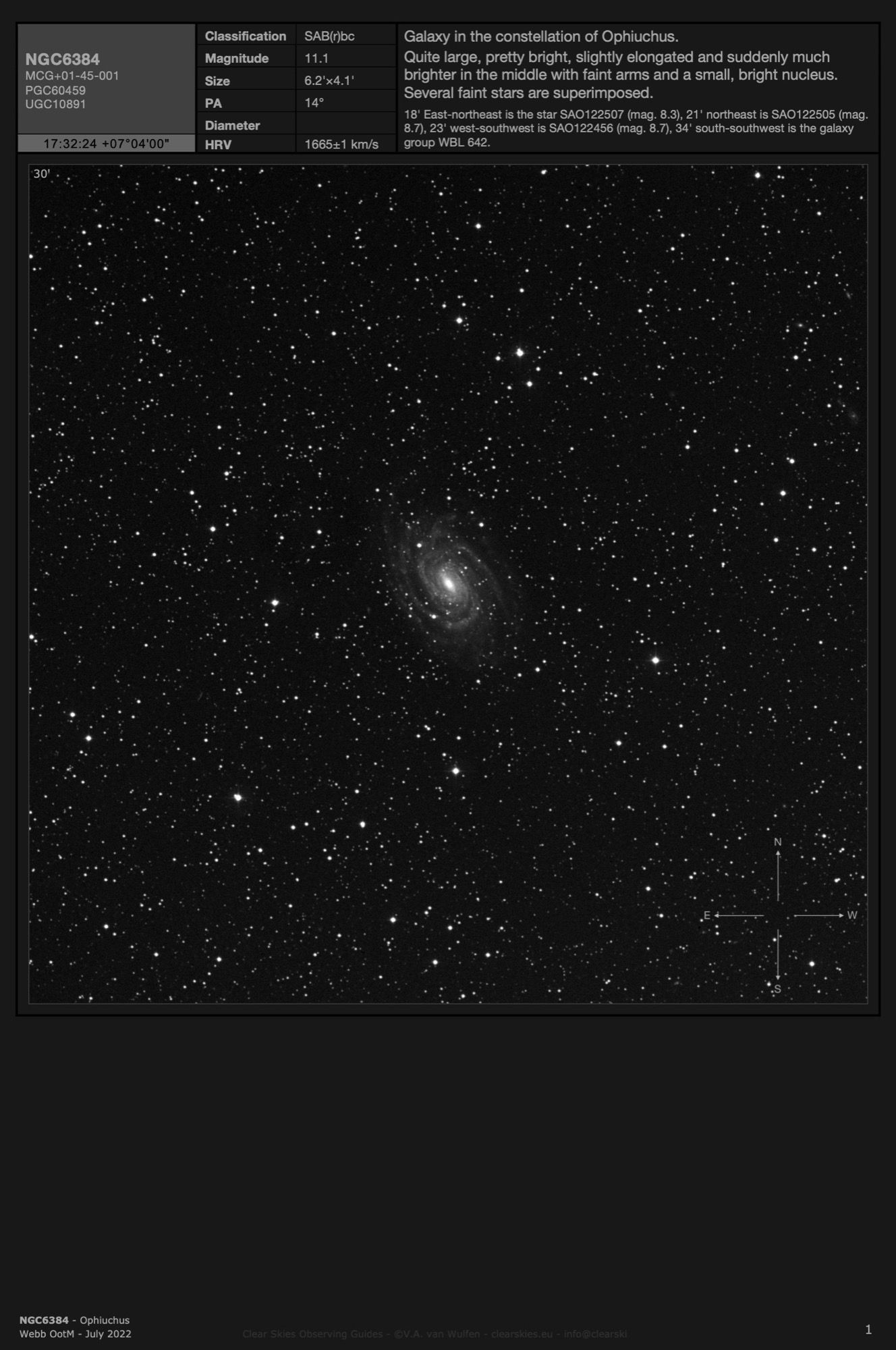 Galaxy NGC6384 in Ophiuchus Galaxy NGC6384 in Ophiuchus