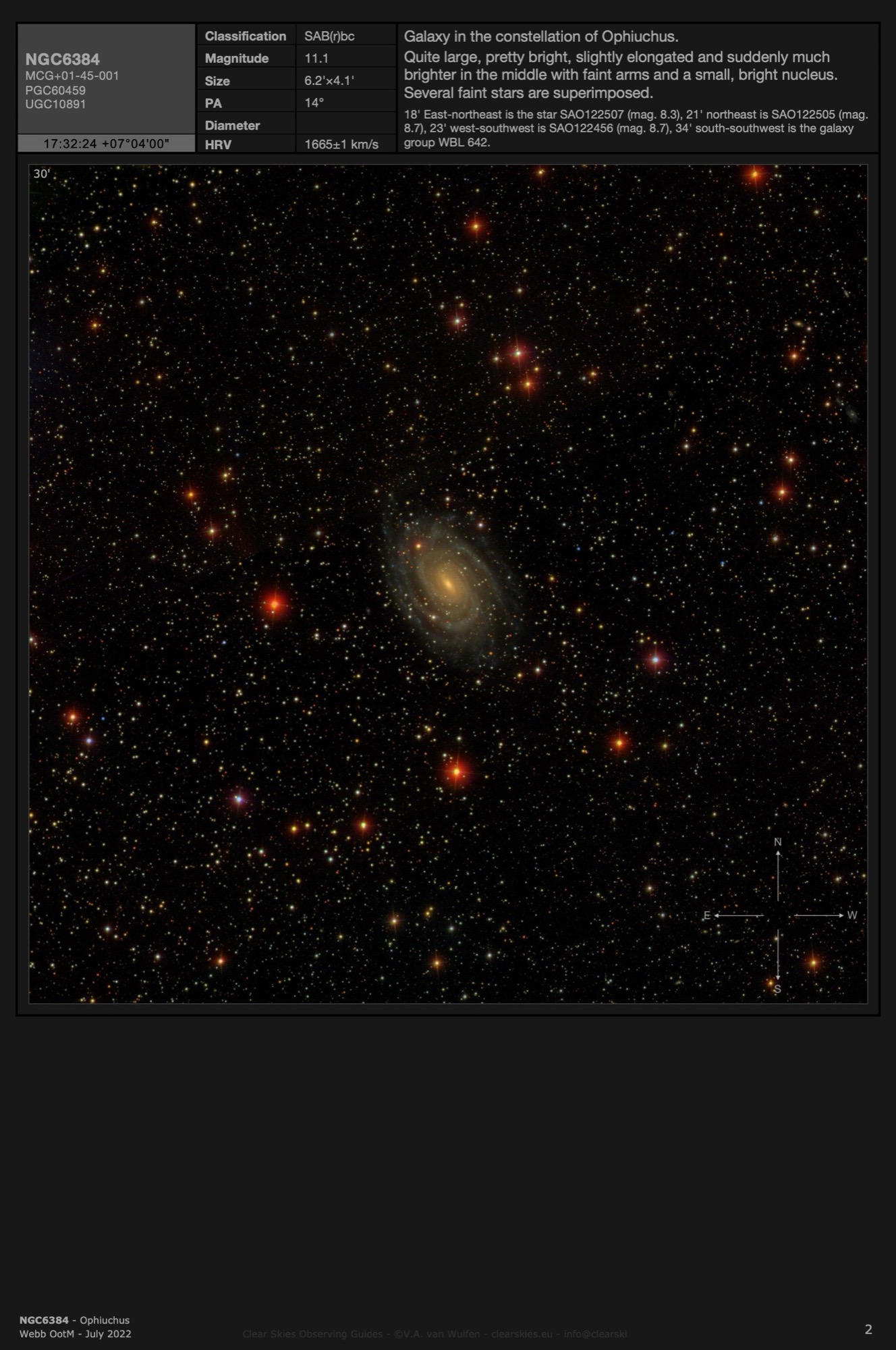 Galaxy NGC6384 in Ophiuchus Galaxy NGC6384 in Ophiuchus