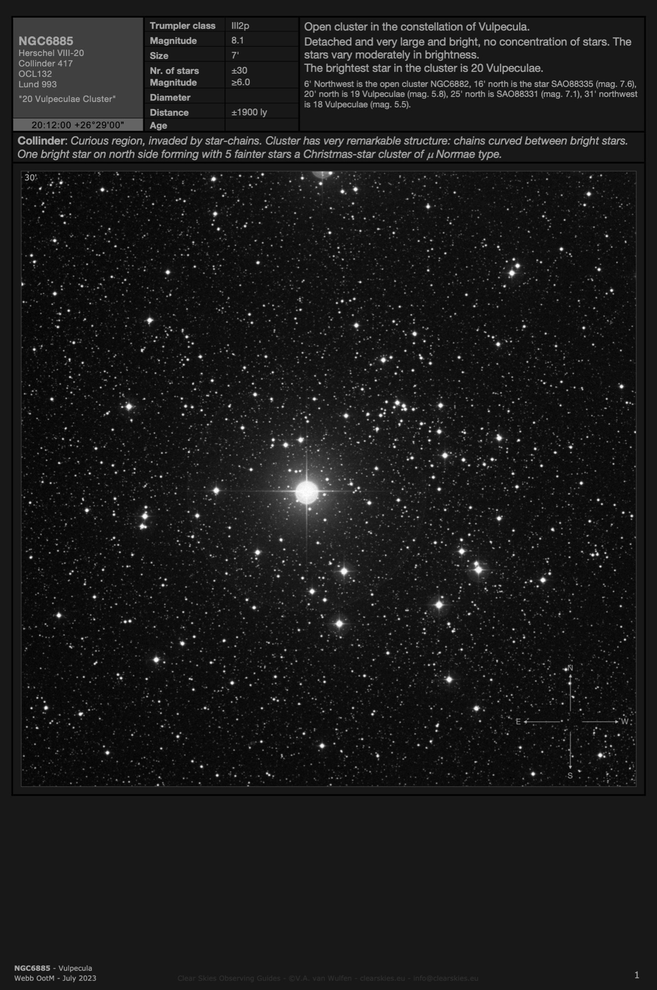 Open cluster NGC6885 - the "20 Vulpecula Cluster" in Vulpecula Open cluster NGC6885 - the "20 Vulpecula Cluster" in Vulpecula