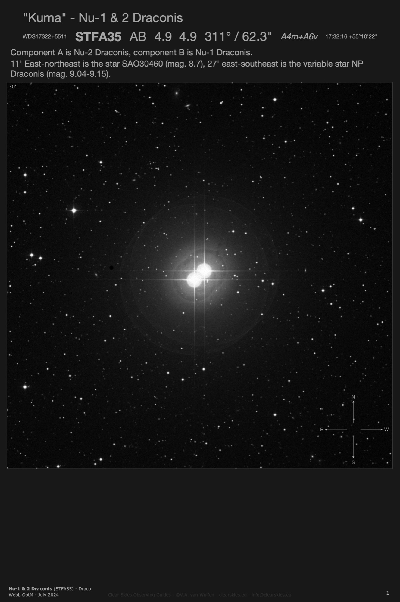 "Kuma" - Nu-1 & 2 Draconis (STFA35 - WDS17322+5511) in Draco "Kuma" - Nu-1 & 2 Draconis (STFA35 - WDS17322+5511) in Draco