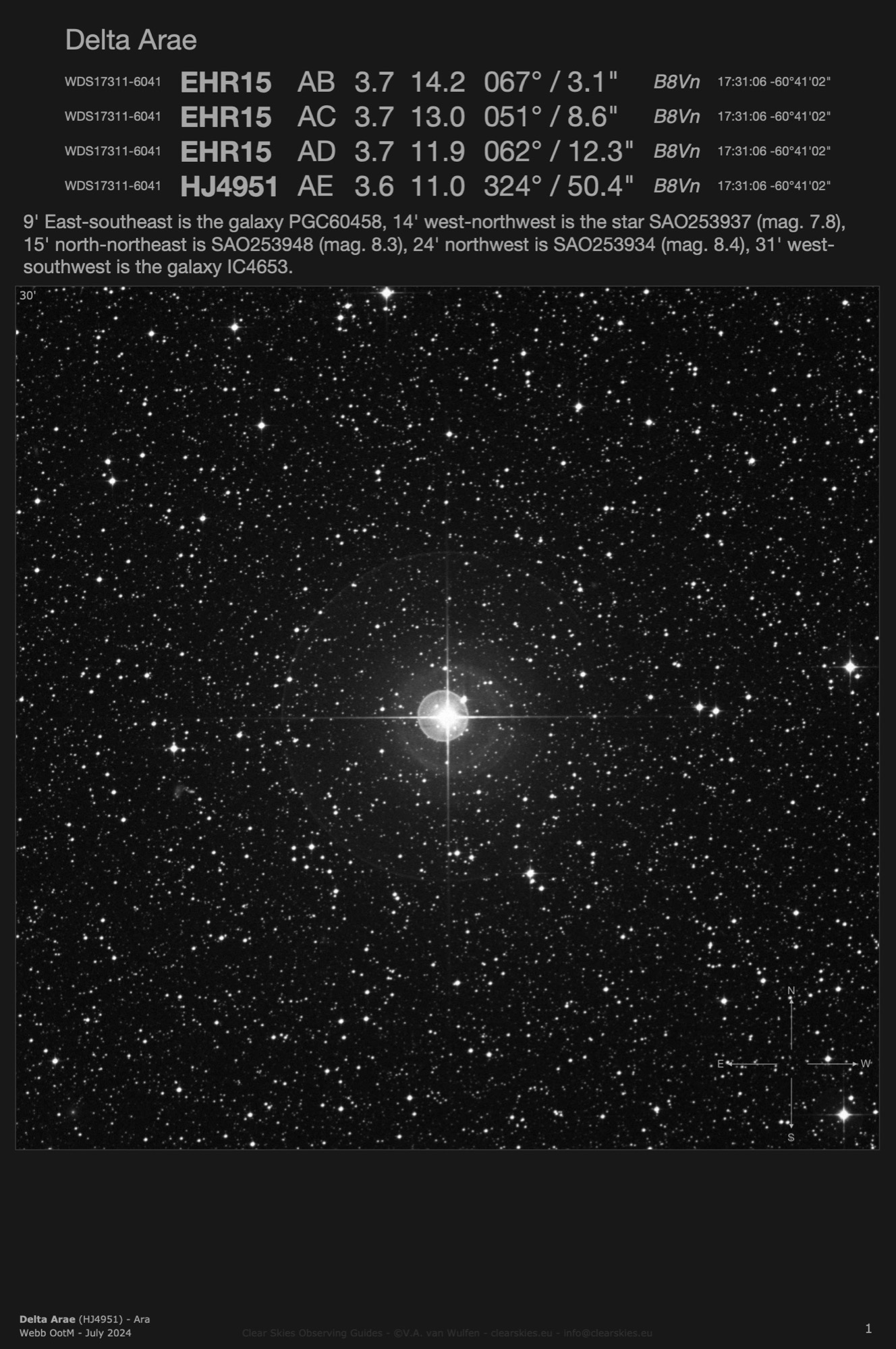 Delta Arae (HJ4951 - WDS17311-6041) in Ara Delta Arae (HJ4951 - WDS17311-6041) in Ara
