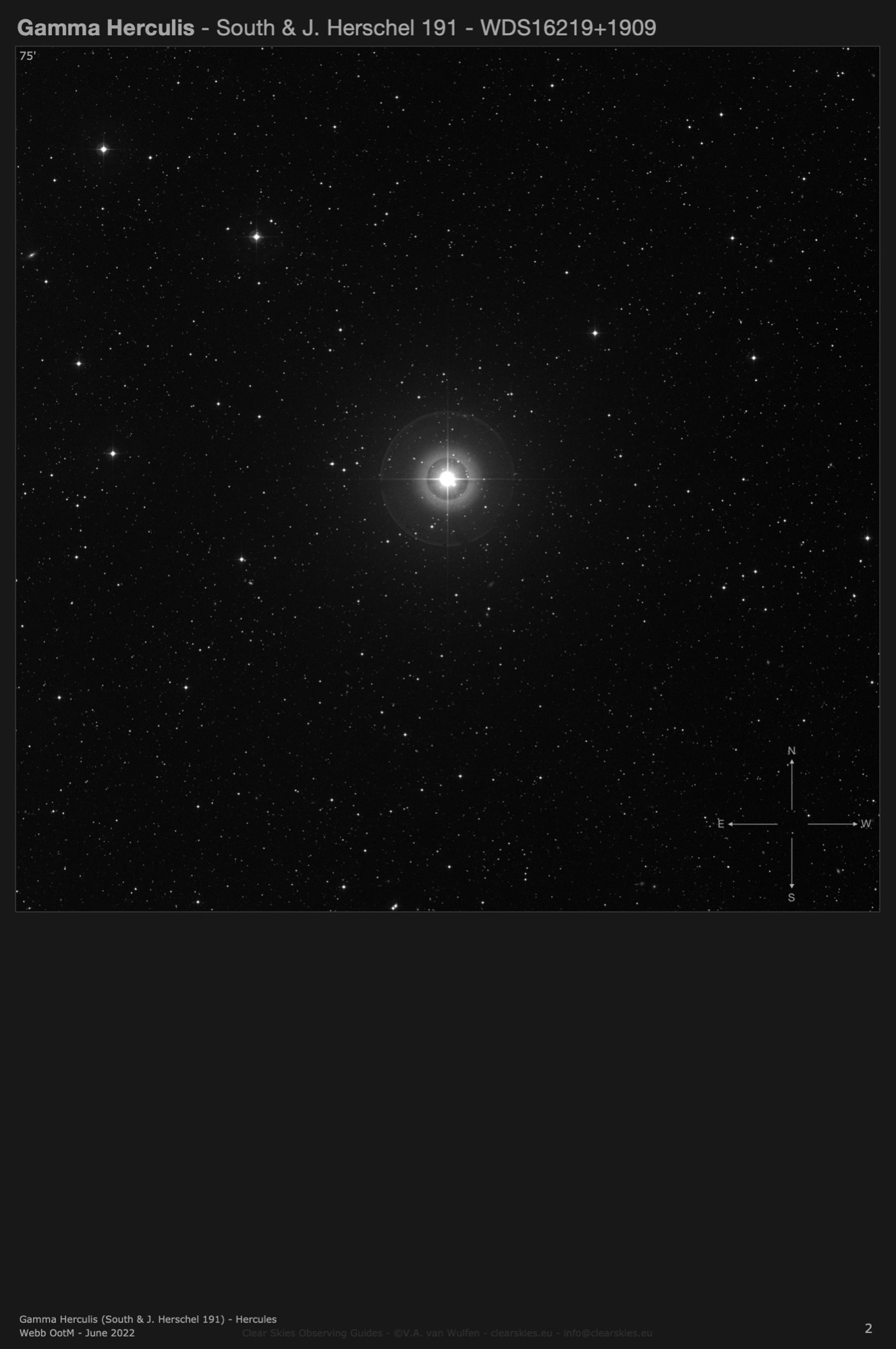 Gamma Herculis (South & J. Herschel 227 - WDS16219+1909) in Hercules Gamma Herculis (South & J. Herschel 227 - WDS16219+1909) in Hercules