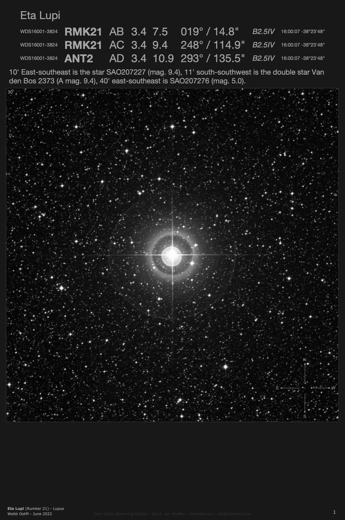 Eta Lupi (Rumker 21 - WDS16001-3824) in Lupus Eta Lupi (Rumker 21 - WDS16001-3824) in Lupus