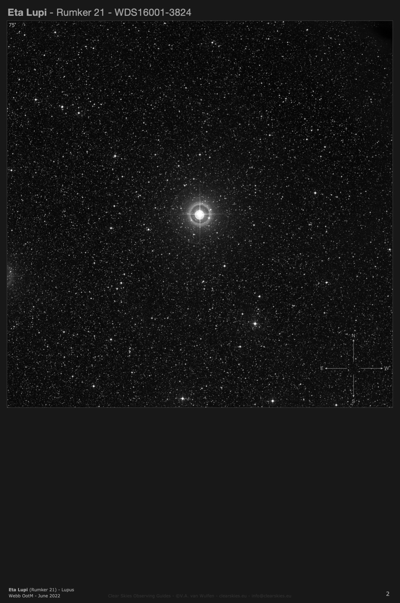 Eta Lupi (Rumker 21 - WDS16001-3824) in Lupus Eta Lupi (Rumker 21 - WDS16001-3824) in Lupus
