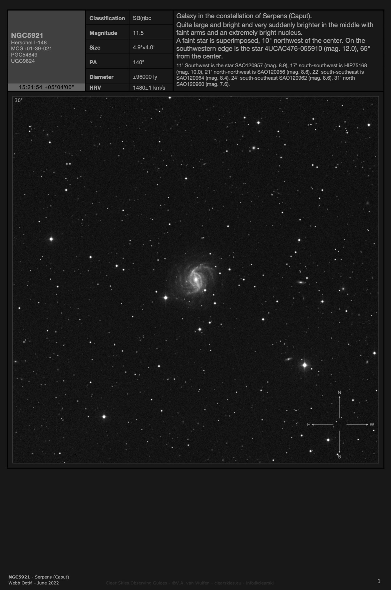 Galaxy NGC5921 in Serpens (Caput) Galaxy NGC5921 in Serpens (Caput)