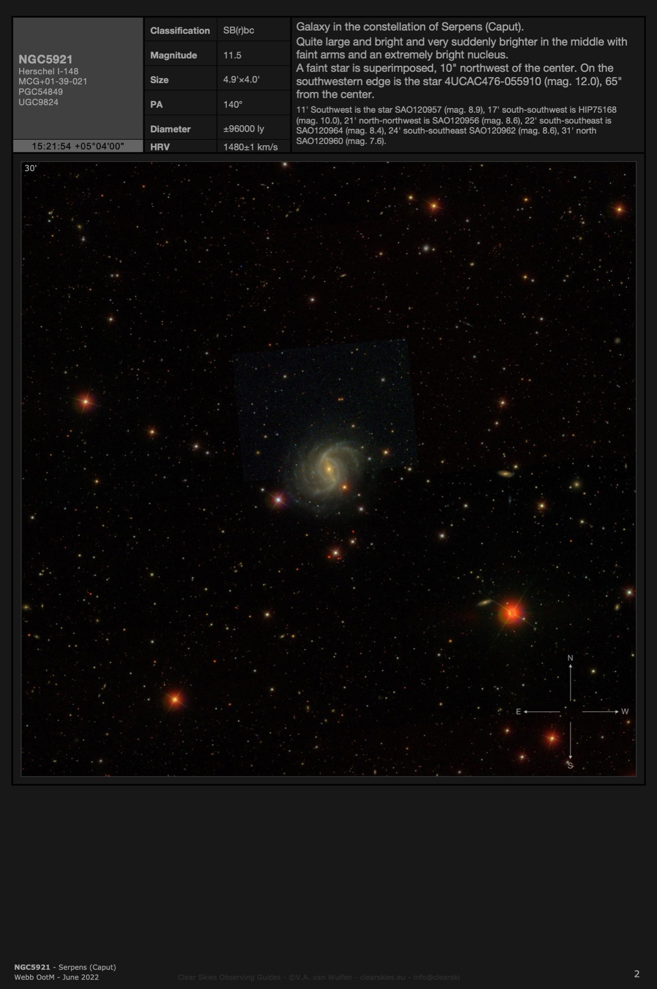 Galaxy NGC5921 in Serpens (Caput) Galaxy NGC5921 in Serpens (Caput)