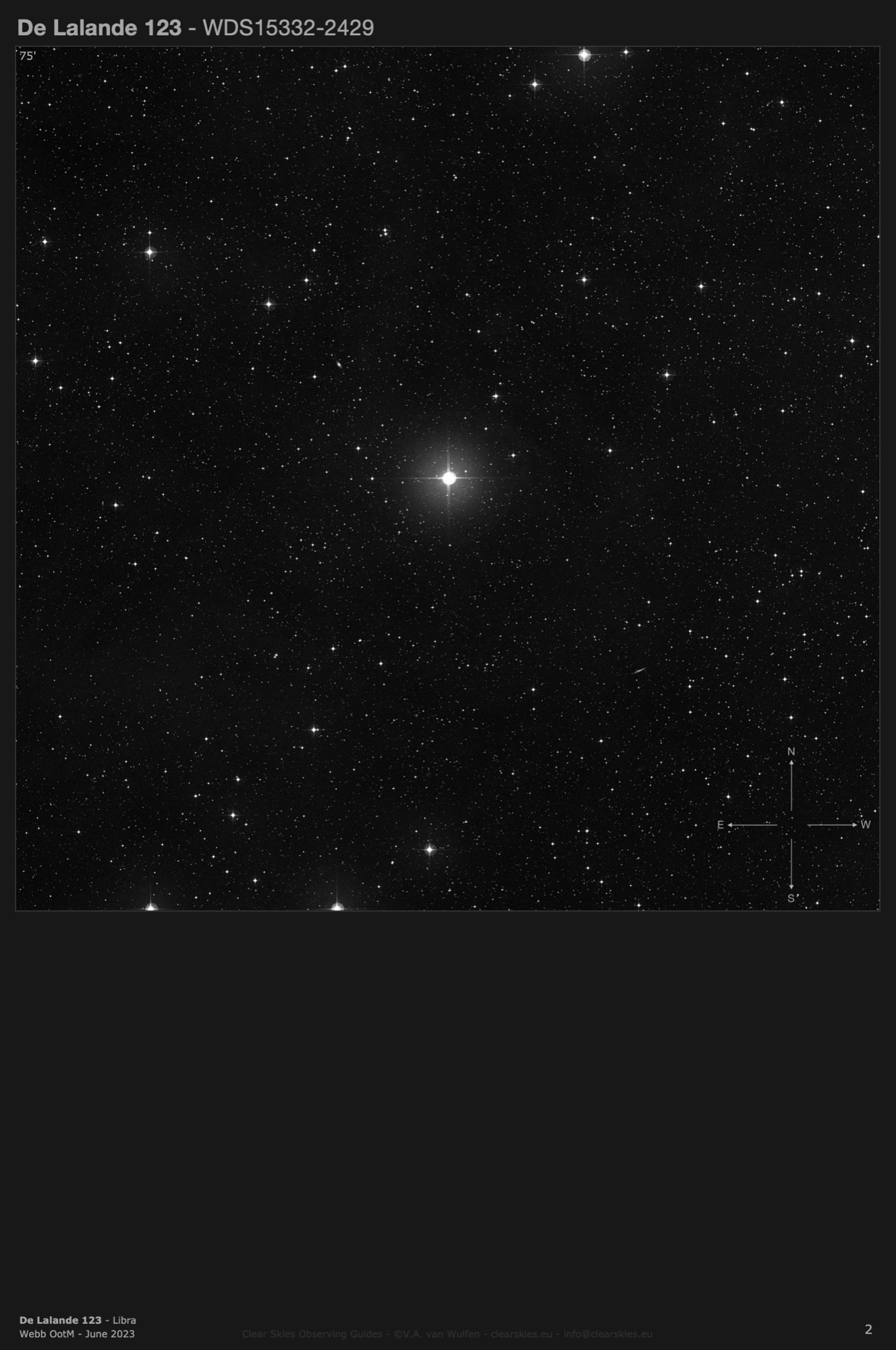 De Lalande 123 (WDS15332-2429) in Libra De Lalande 123 (WDS15332-2429) in Libra