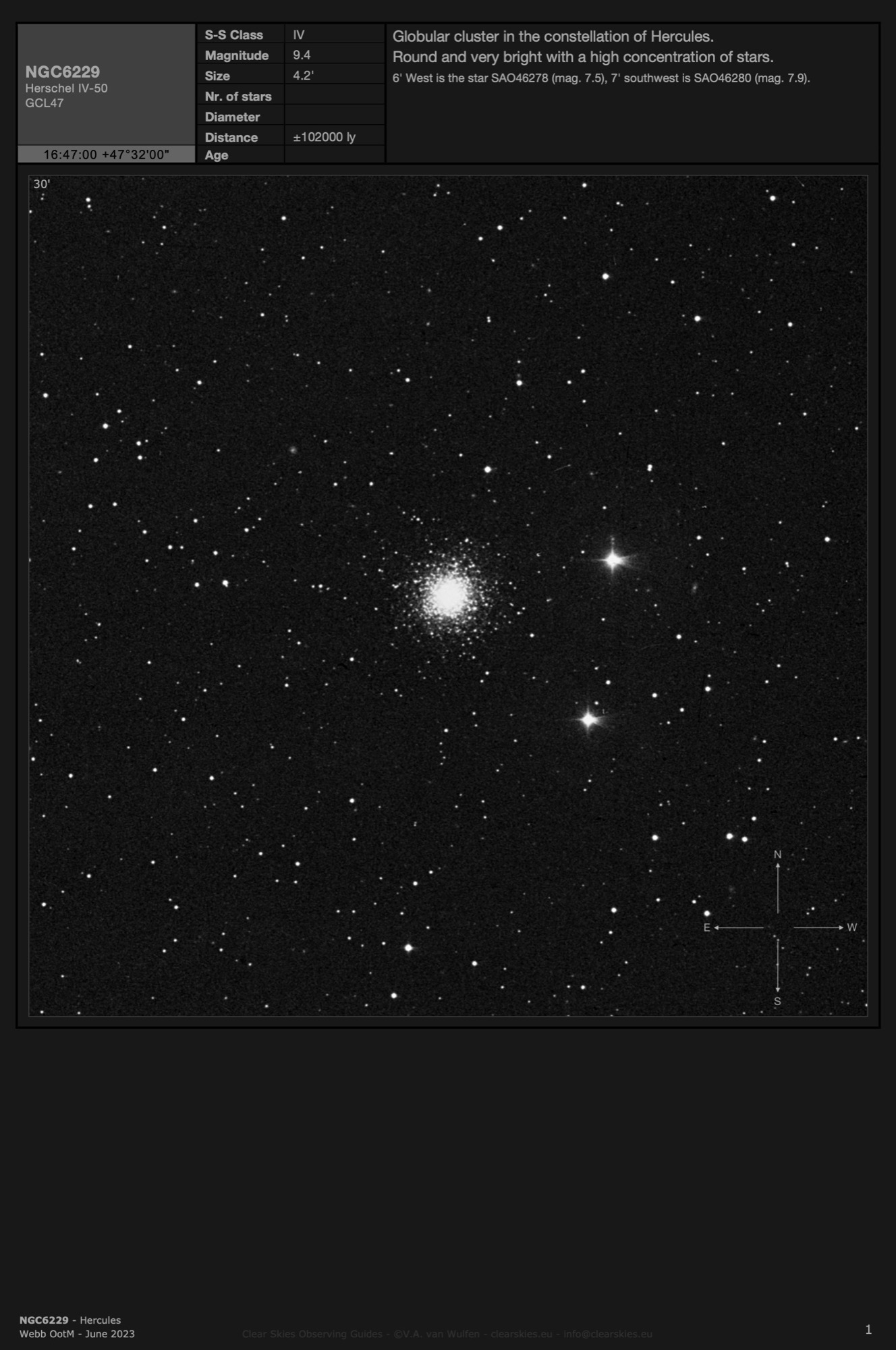 Globular cluster NGC6229 in Hercules Globular cluster NGC6229 in Hercules