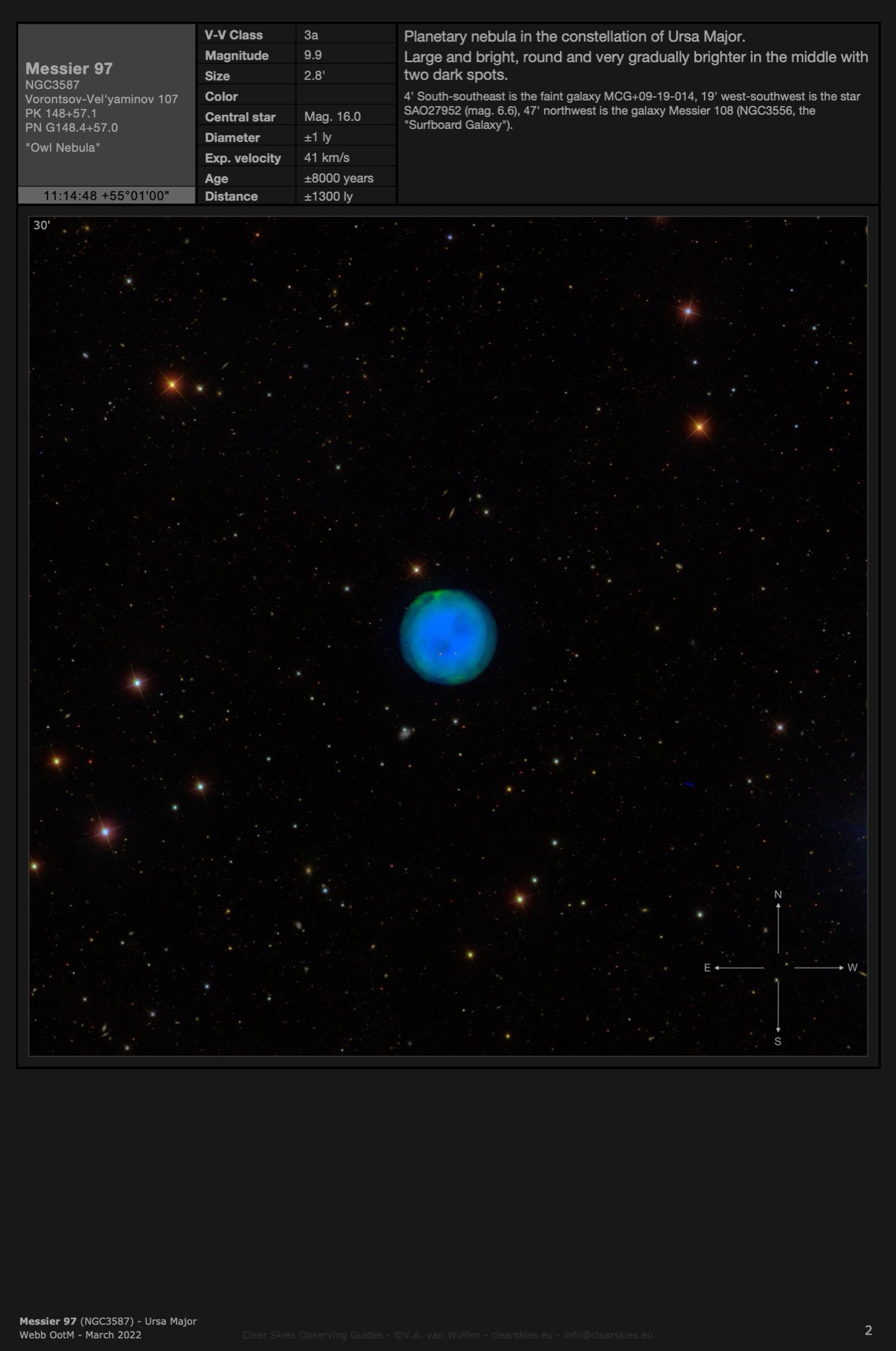 Planetary nebula Messier 97 (NGC3587) - the "Owl Nebula" in Ursa Major Planetary nebula Messier 97 (NGC3587) - the "Owl Nebula" in Ursa Major