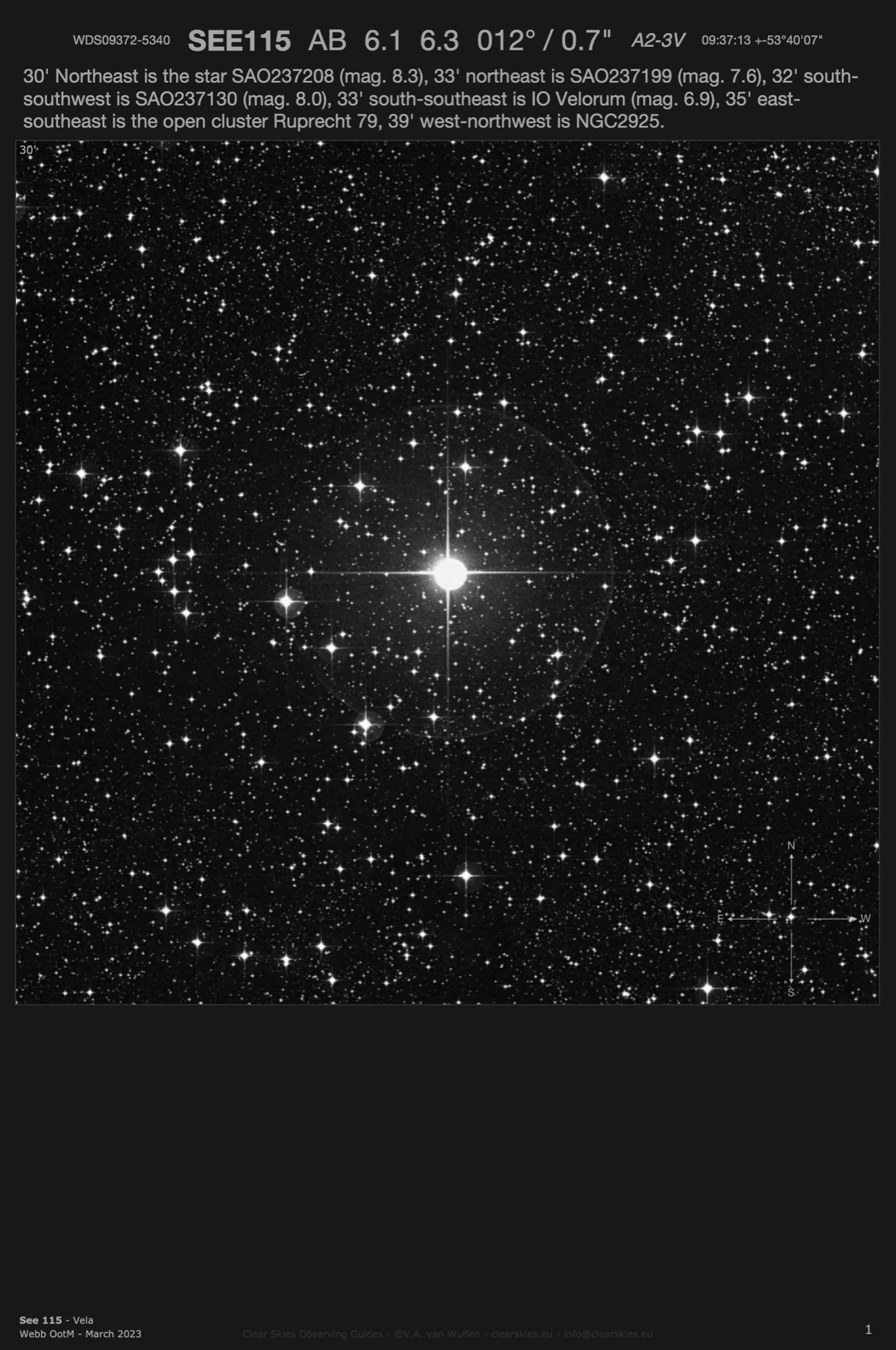 See 115 (WDS09372-5340) in Vela See 115 (WDS09372-5340) in Vela