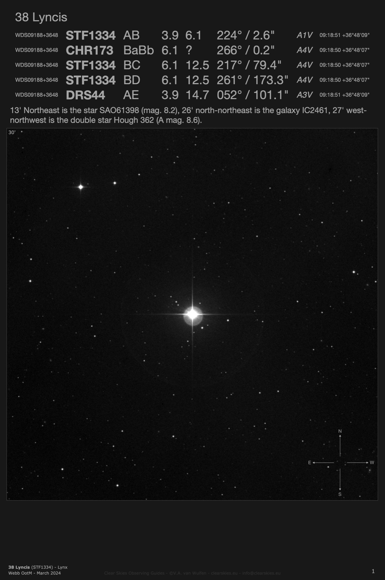 38 Lyncis (STF1334 - WDS09188+3648) in Lynx 38 Lyncis (STF1334 - WDS09188+3648) in Lynx