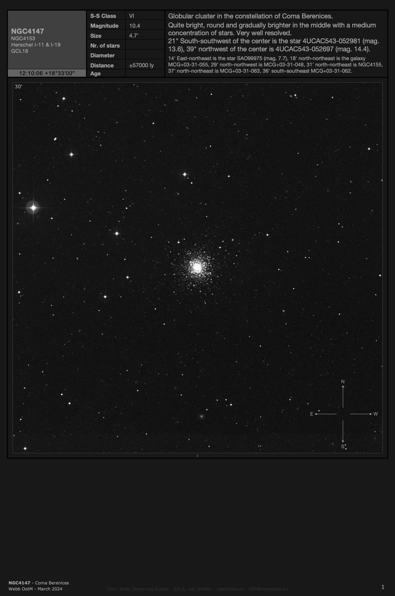 Globular cluster NGC4147 in Coma Berenices Globular cluster NGC4147 in Coma Berenices