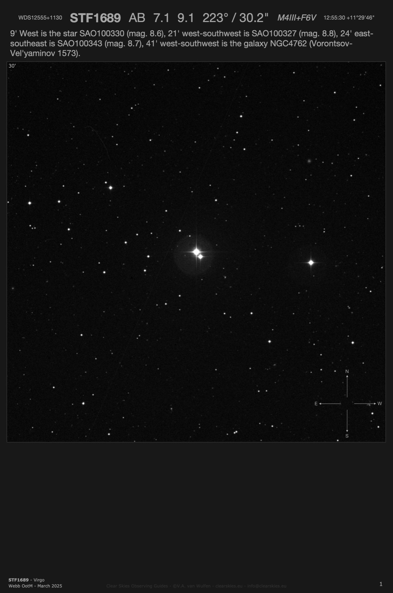 Double star Double star STF1689 (WDS12555+1130) in Virgo Double star Double star STF1689 (WDS12555+1130) in Virgo