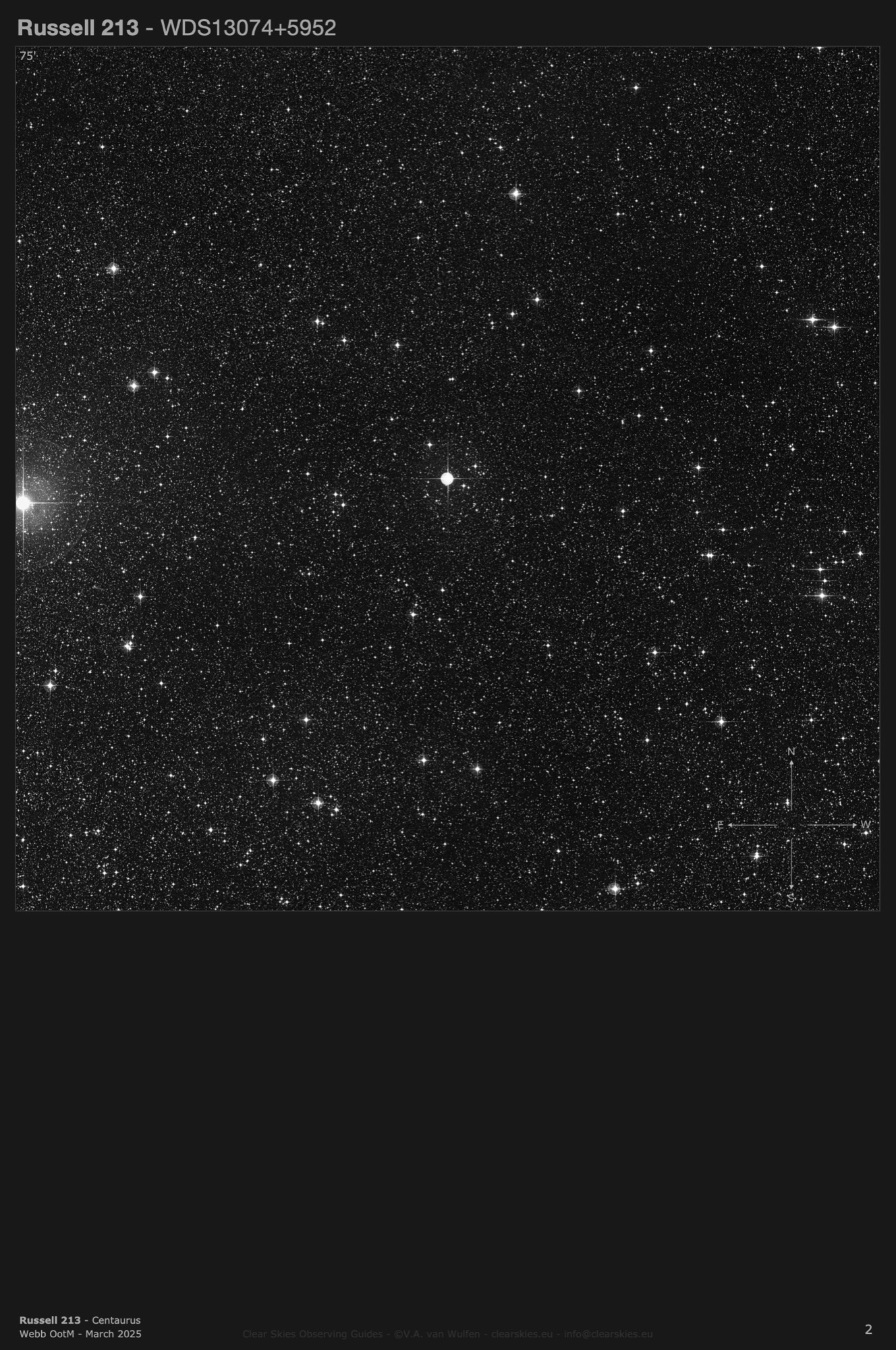 Double star Russell 213 (WDS13074-5952) in Centaurus Double star Russell 213 (WDS13074-5952) in Centaurus
