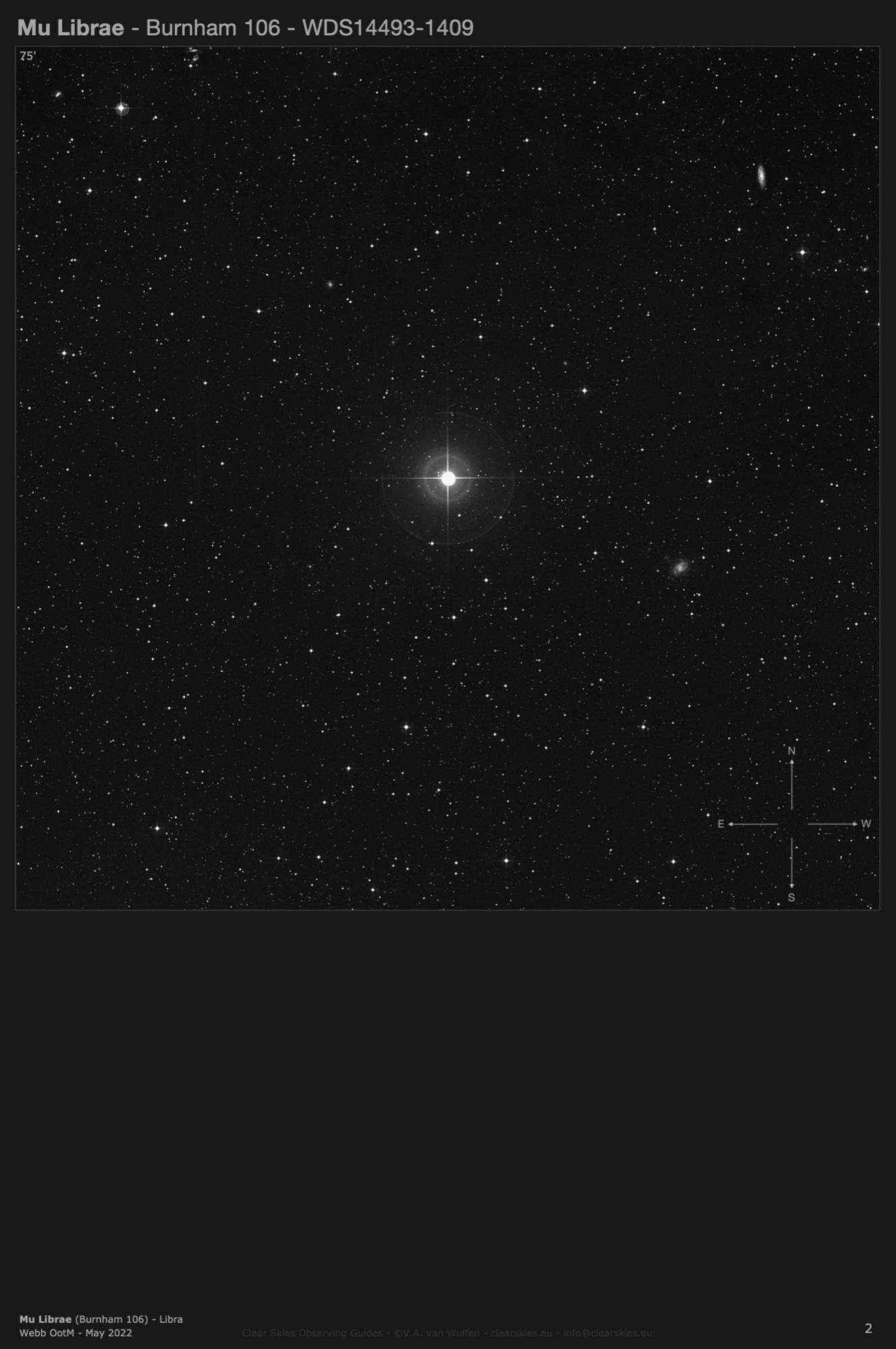 Mu Librae (Burnham 106 - WDS14493-1409) in Libra Mu Librae (Burnham 106 - WDS14493-1409) in Libra