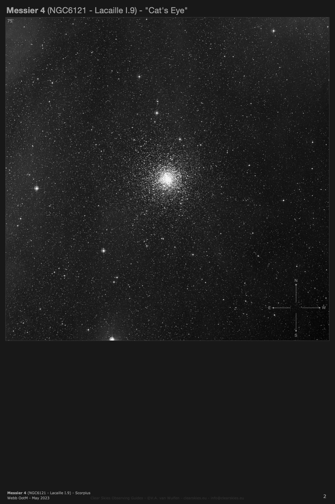 Globular cluster Messier 4 (NGC6121) - the "Cat's Eye" in Scorpius Globular cluster Messier 4 (NGC6121) - the "Cat's Eye" in Scorpius