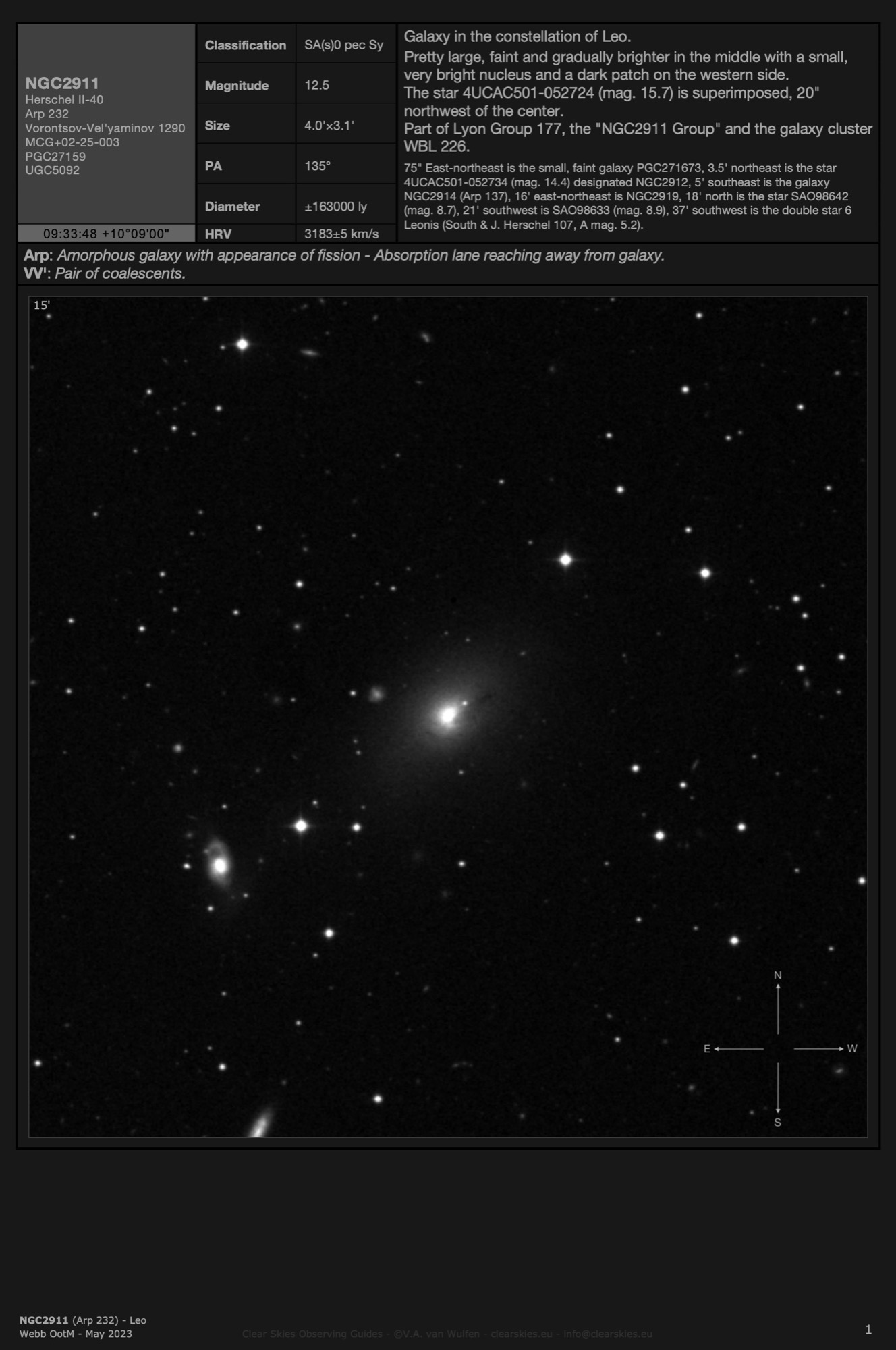 Galaxy NGC2911 (Arp 232) in Leo Galaxy NGC2911 (Arp 232) in Leo