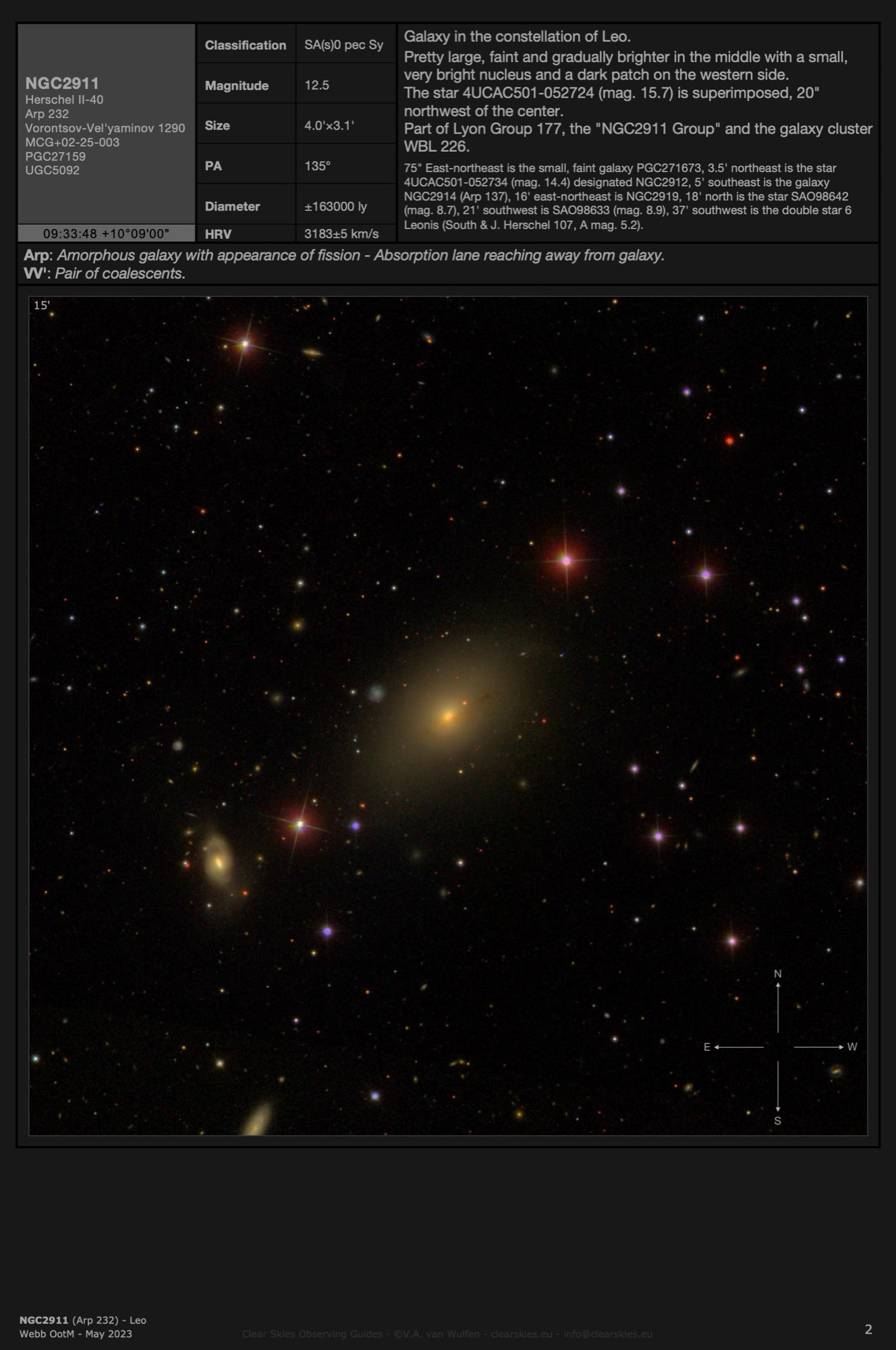 Galaxy NGC2911 (Arp 232) in Leo Galaxy NGC2911 (Arp 232) in Leo
