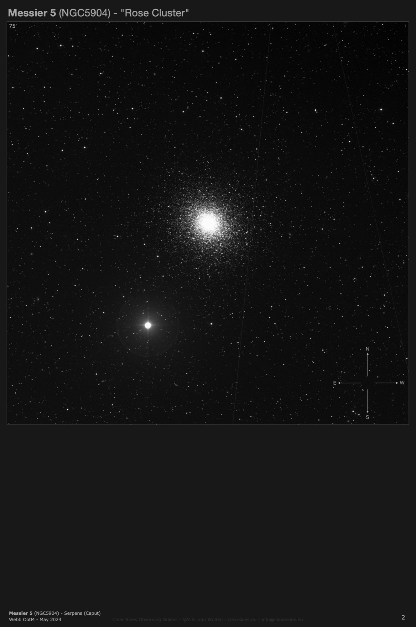Globular cluster Messier 5 (NGC5904) - the "Rose Cluster" in Serpens (Caput) Globular cluster Messier 5 (NGC5904) - the "Rose Cluster" in Serpens (Caput)