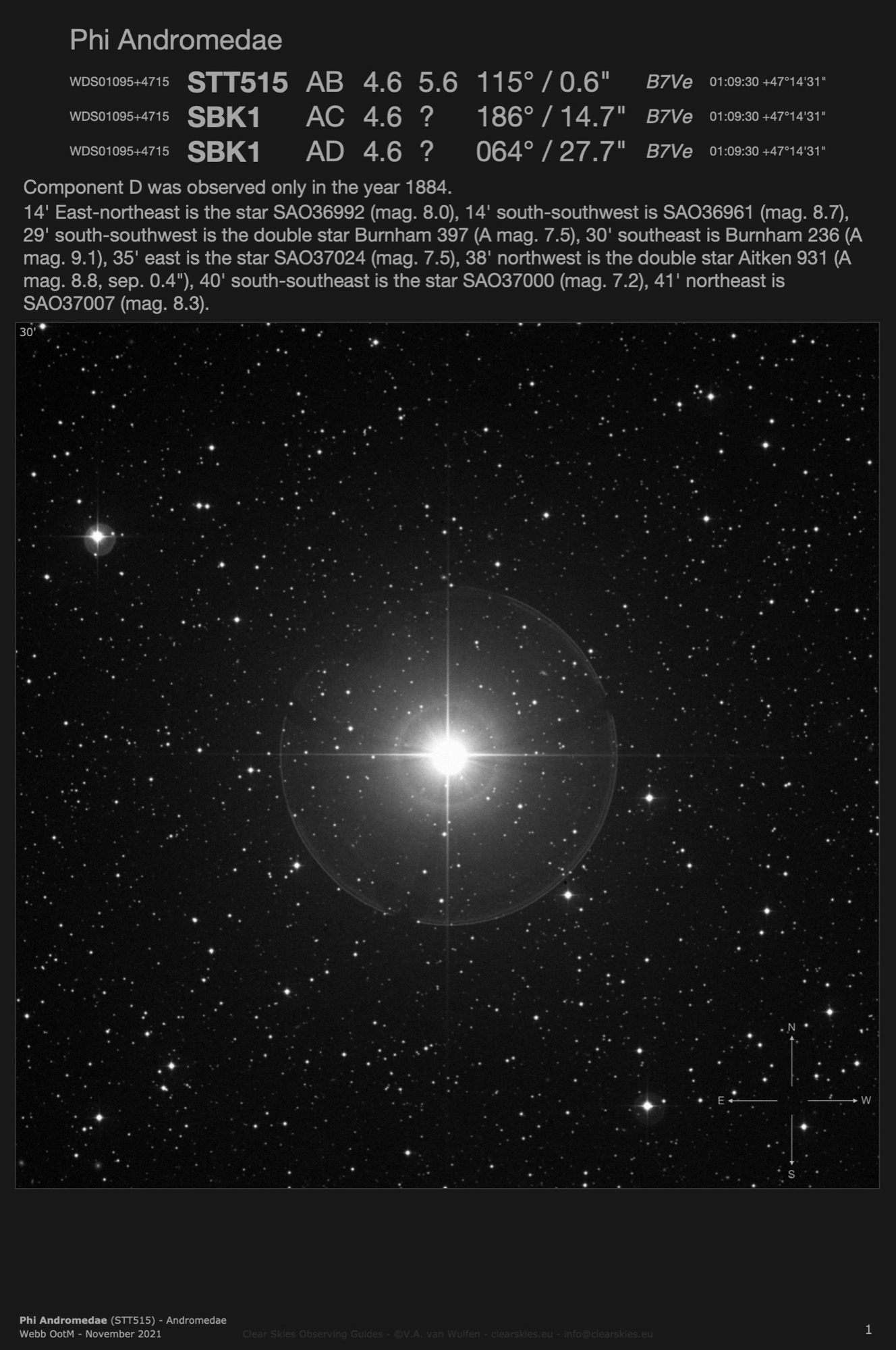 Phi Andromedae - STT515 (WDS01095+4715) in Andromeda Phi Andromedae - STT515 (WDS01095+4715) in Andromeda