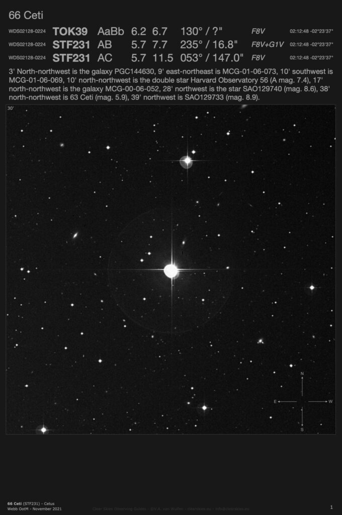 66 Ceti - STF231 (WDS02128-0224) in Cetus 66 Ceti - STF231 (WDS02128-0224) in Cetus
