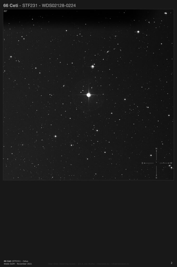 66 Ceti - STF231 (WDS02128-0224) in Cetus 66 Ceti - STF231 (WDS02128-0224) in Cetus