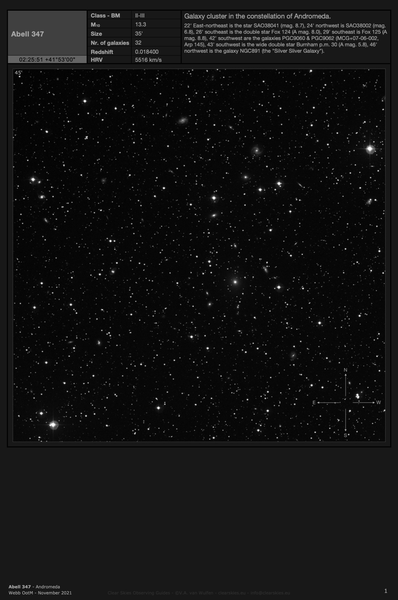 Galaxy cluster Abell 347 in Andromeda Galaxy cluster Abell 347 in Andromeda
