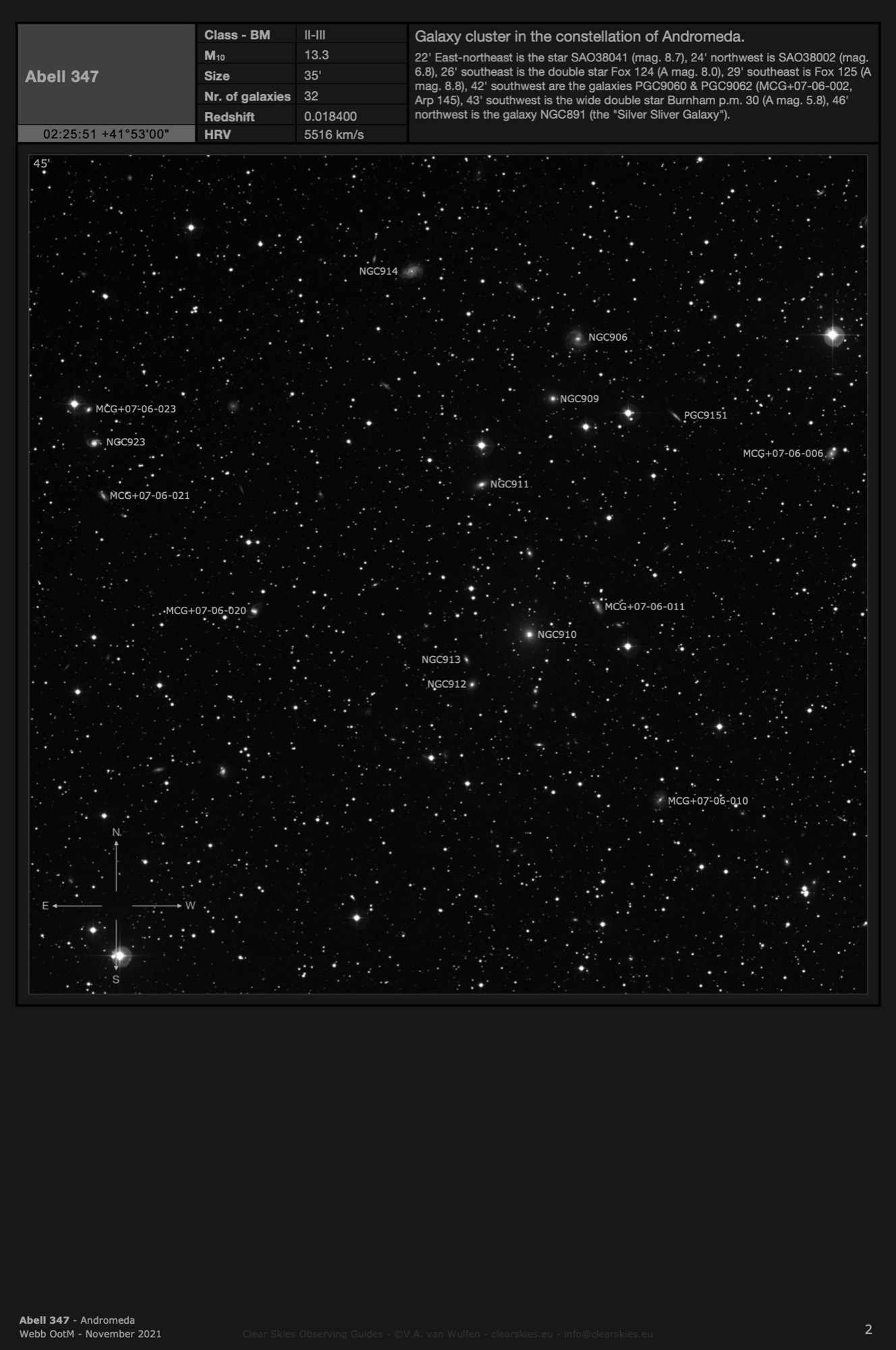 Galaxy cluster Abell 347 in Andromeda Galaxy cluster Abell 347 in Andromeda