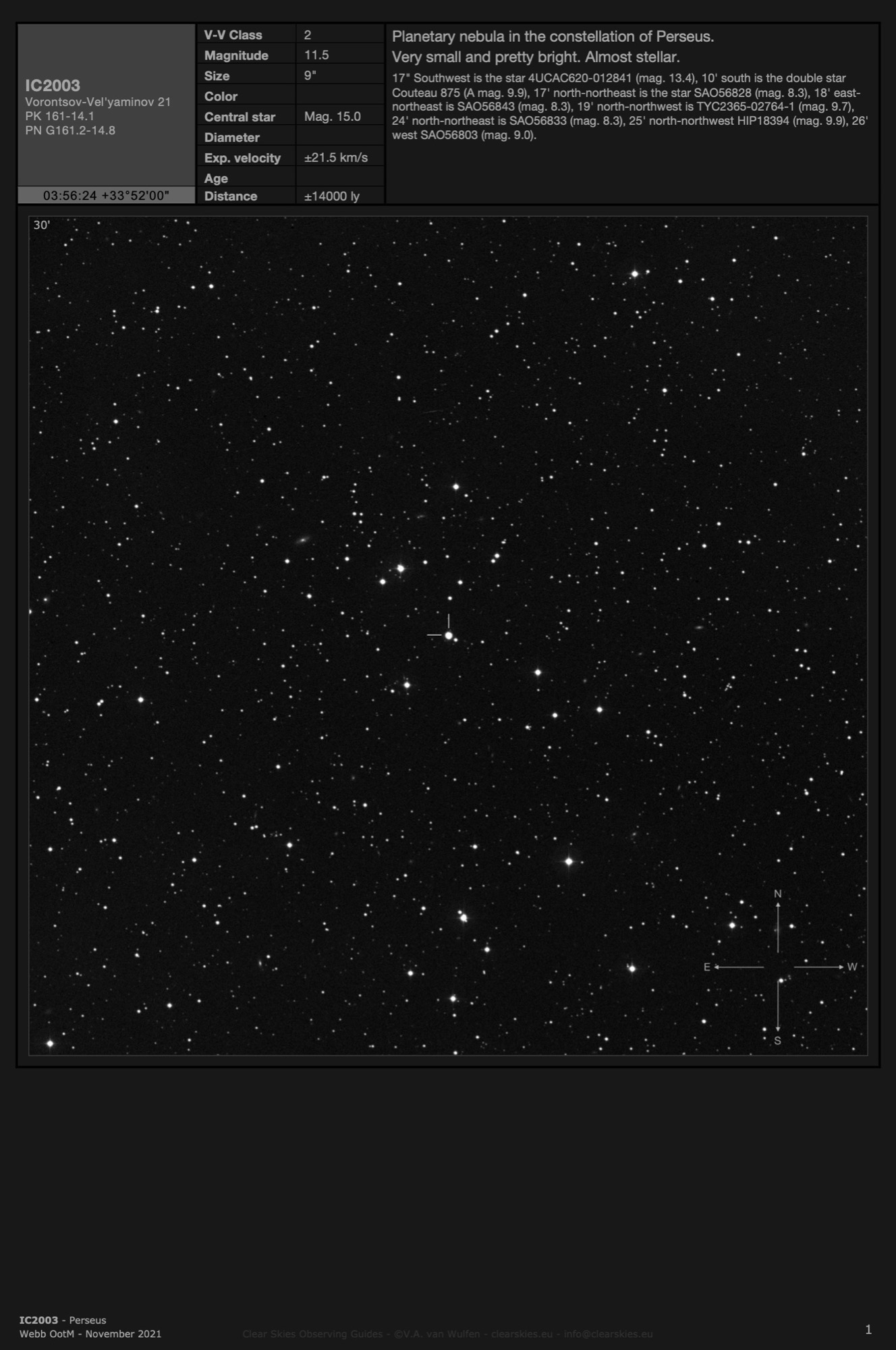 Planetary nebula IC2003 in Perseus Planetary nebula IC2003 in Perseus