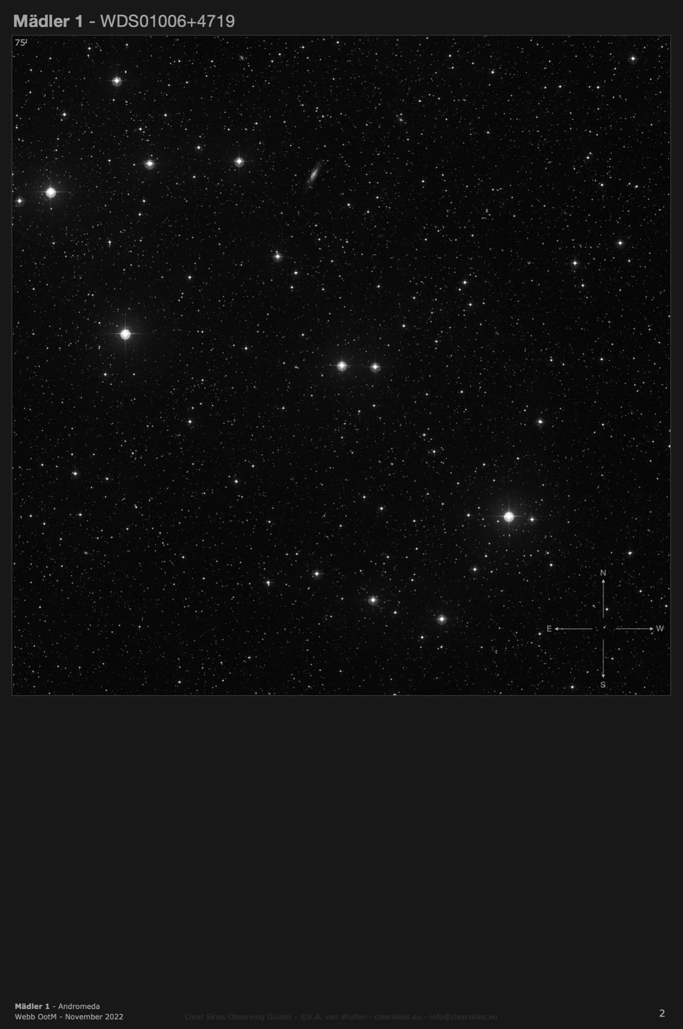 Mädler 1 (WDS01006+4719) in Andromeda Mädler 1 (WDS01006+4719) in Andromeda