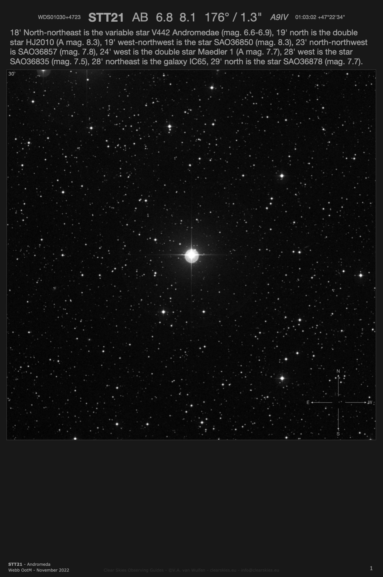 STT21 (WDS01030+4723) in Andromeda STT21 (WDS01030+4723) in Andromeda