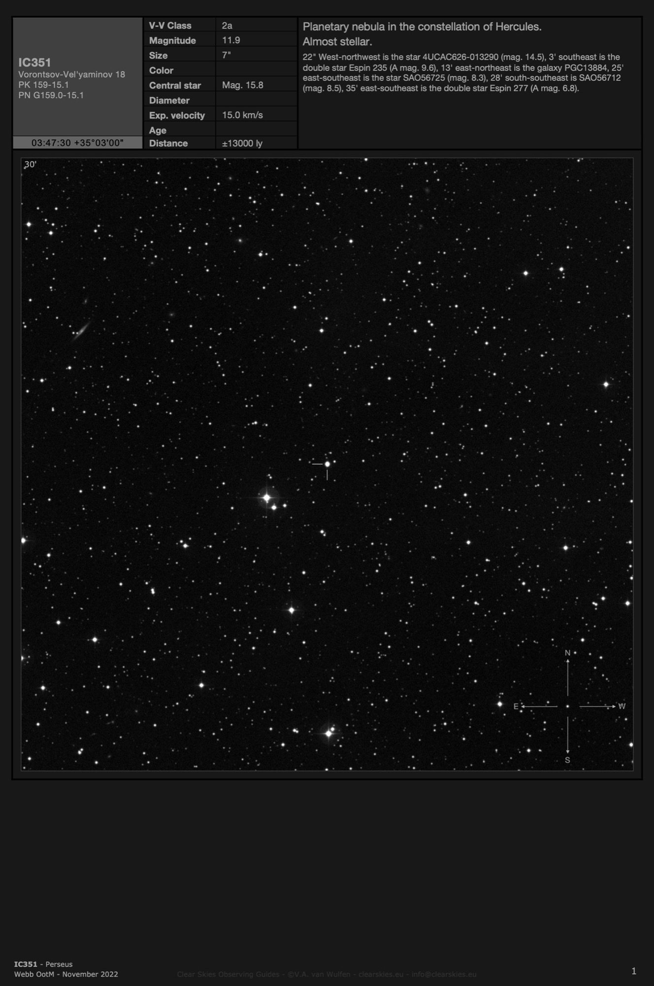Planetary nebula IC351 in Perseus Planetary nebula IC351 in Perseus