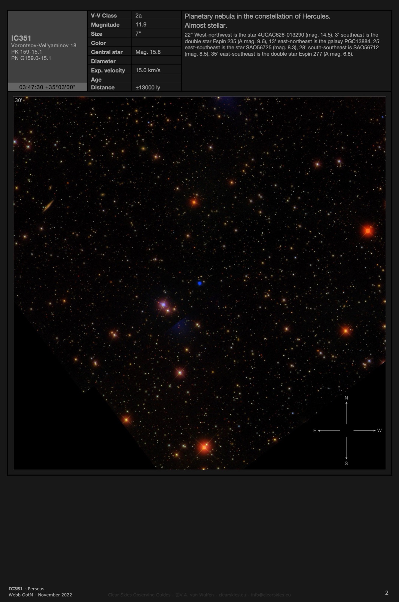 Planetary nebula IC351 in Perseus Planetary nebula IC351 in Perseus
