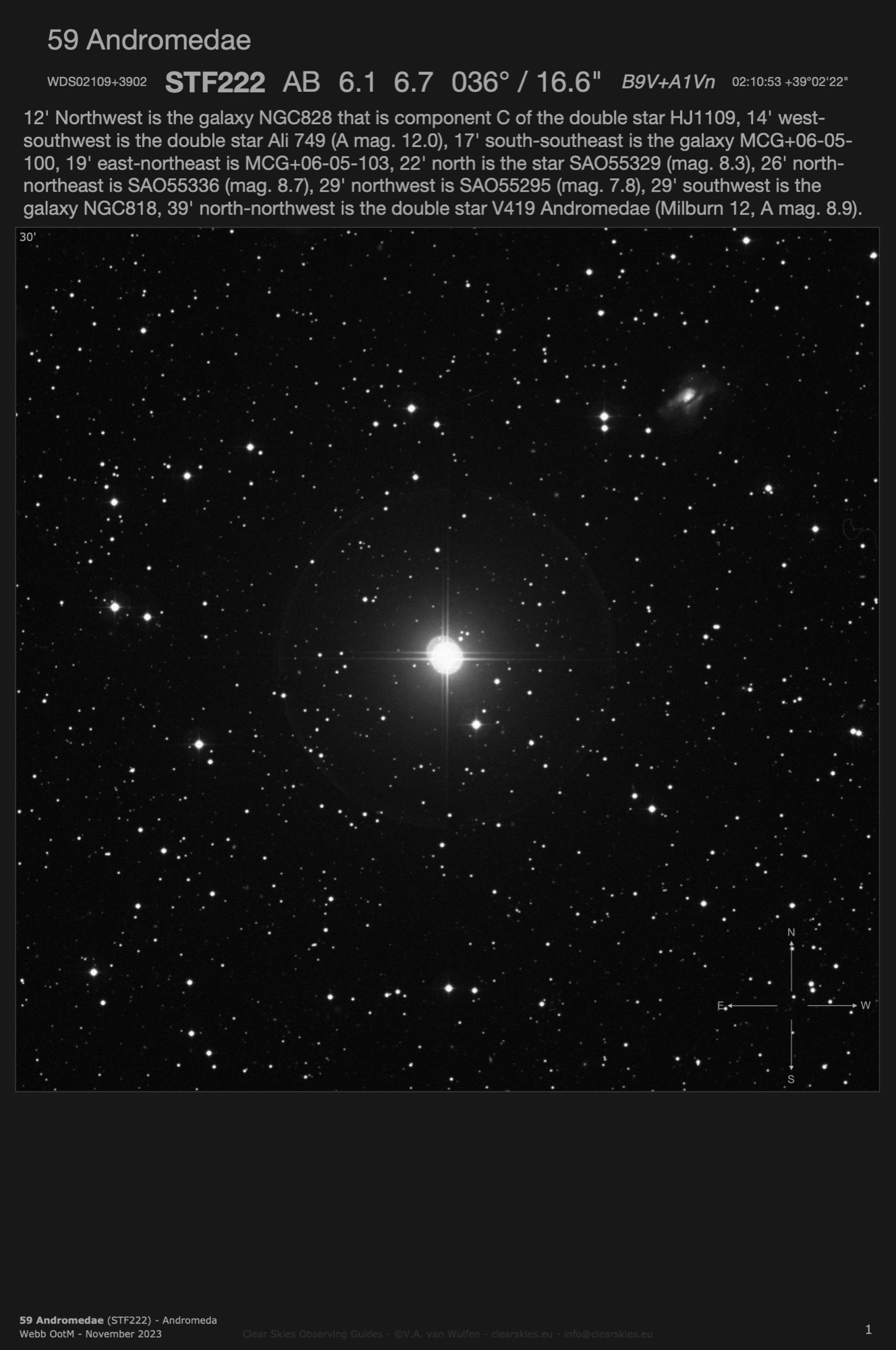 59 Andromedae (STF222 - WDS02109-3902) in Andromeda 59 Andromedae (STF222 - WDS02109-3902) in Andromeda