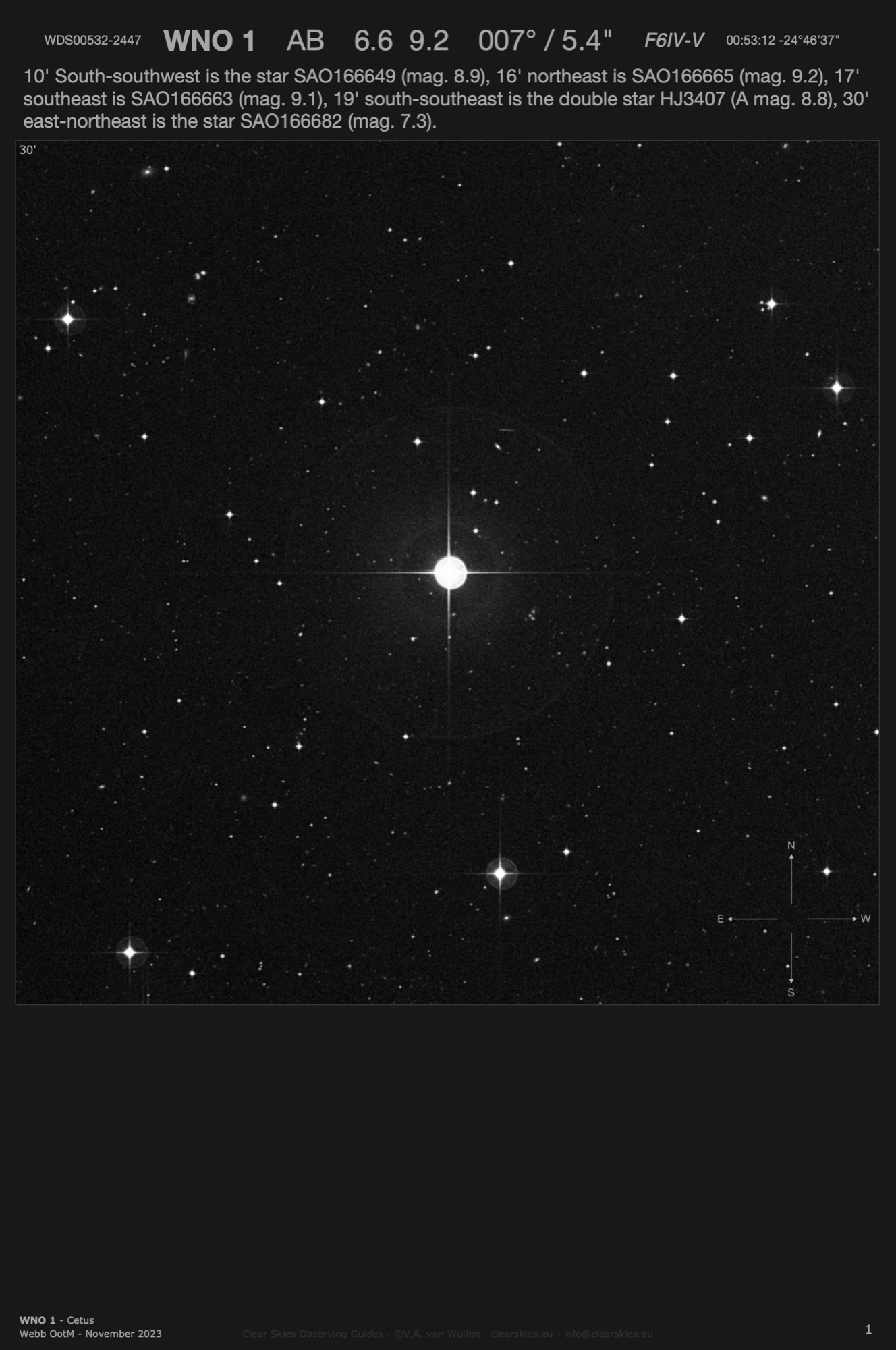 WNO 1 (WDS00532-2447) in Cetus WNO 1 (WDS00532-2447) in Cetus