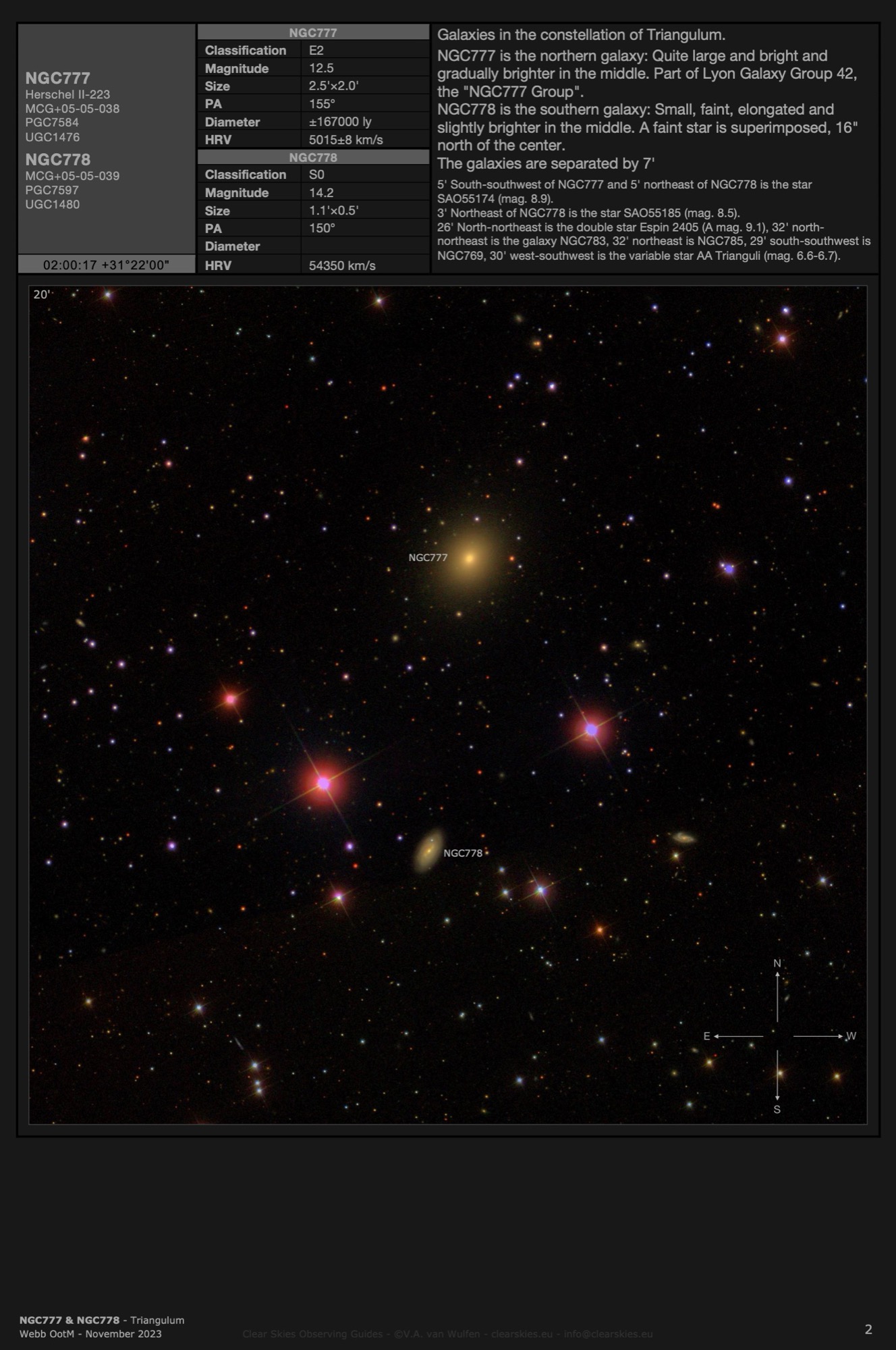 Galaxy pair NGC777 & NGC778 in Triangulum Galaxy pair NGC777 & NGC778 in Triangulum