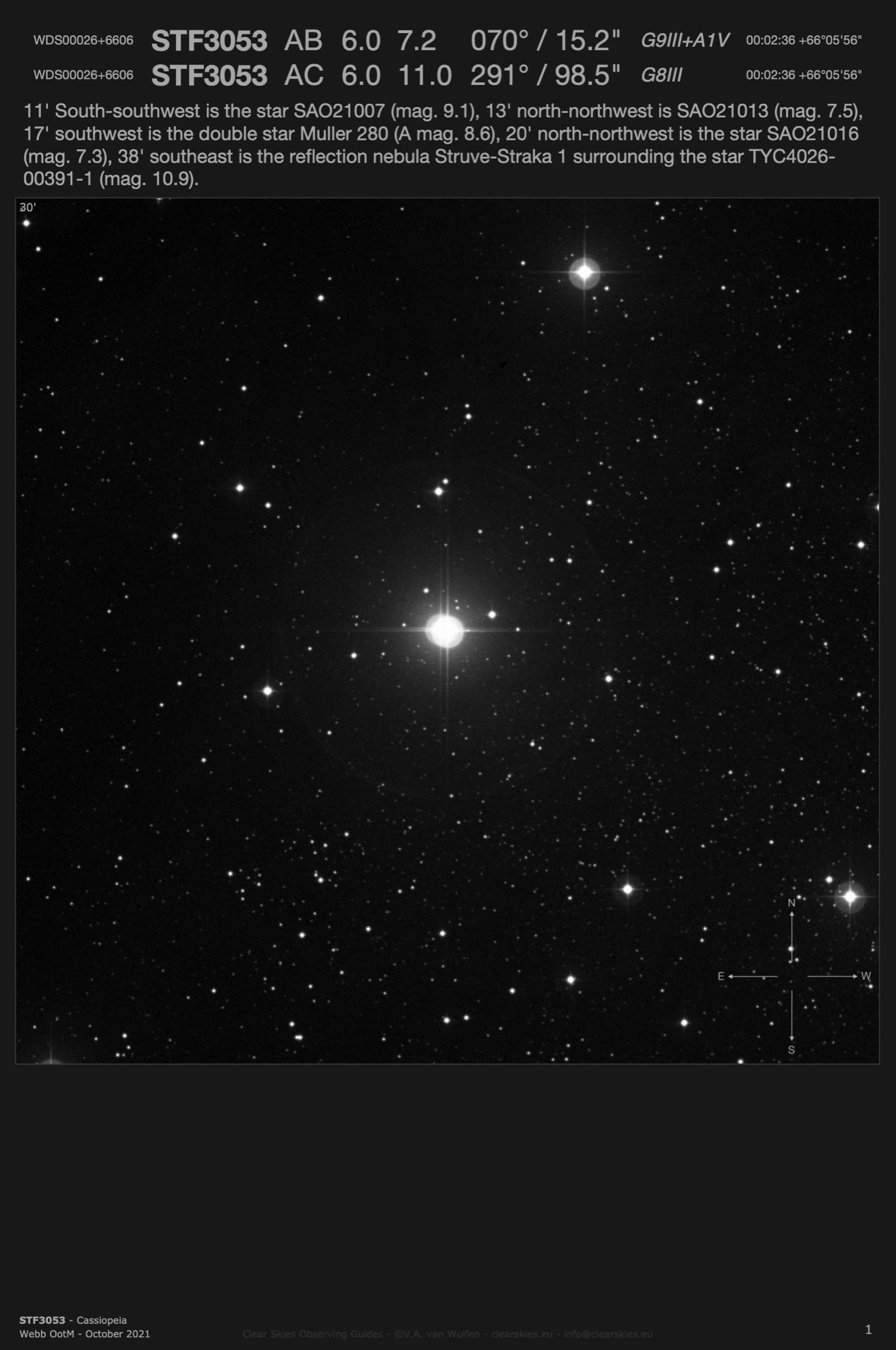 STF3053 (WDS00026+6606) in Cassiopeia STF3053 (WDS00026+6606) in Cassiopeia
