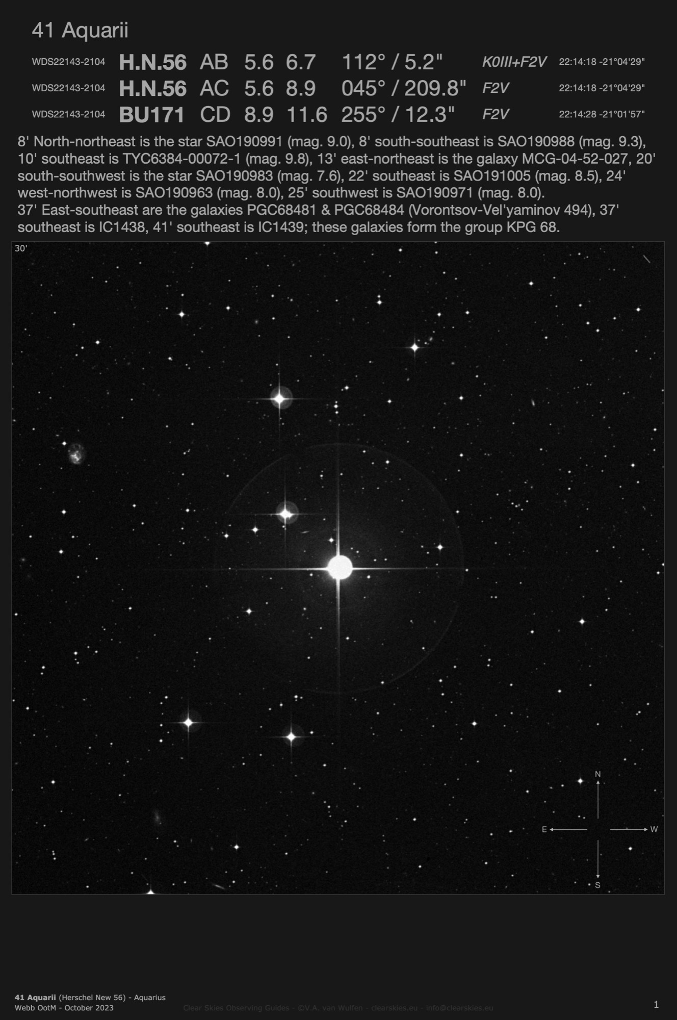 41 Aquarii (Herschel New 56 - WDS22143-2104) in Aquarius 41 Aquarii (Herschel New 56 - WDS22143-2104) in Aquarius