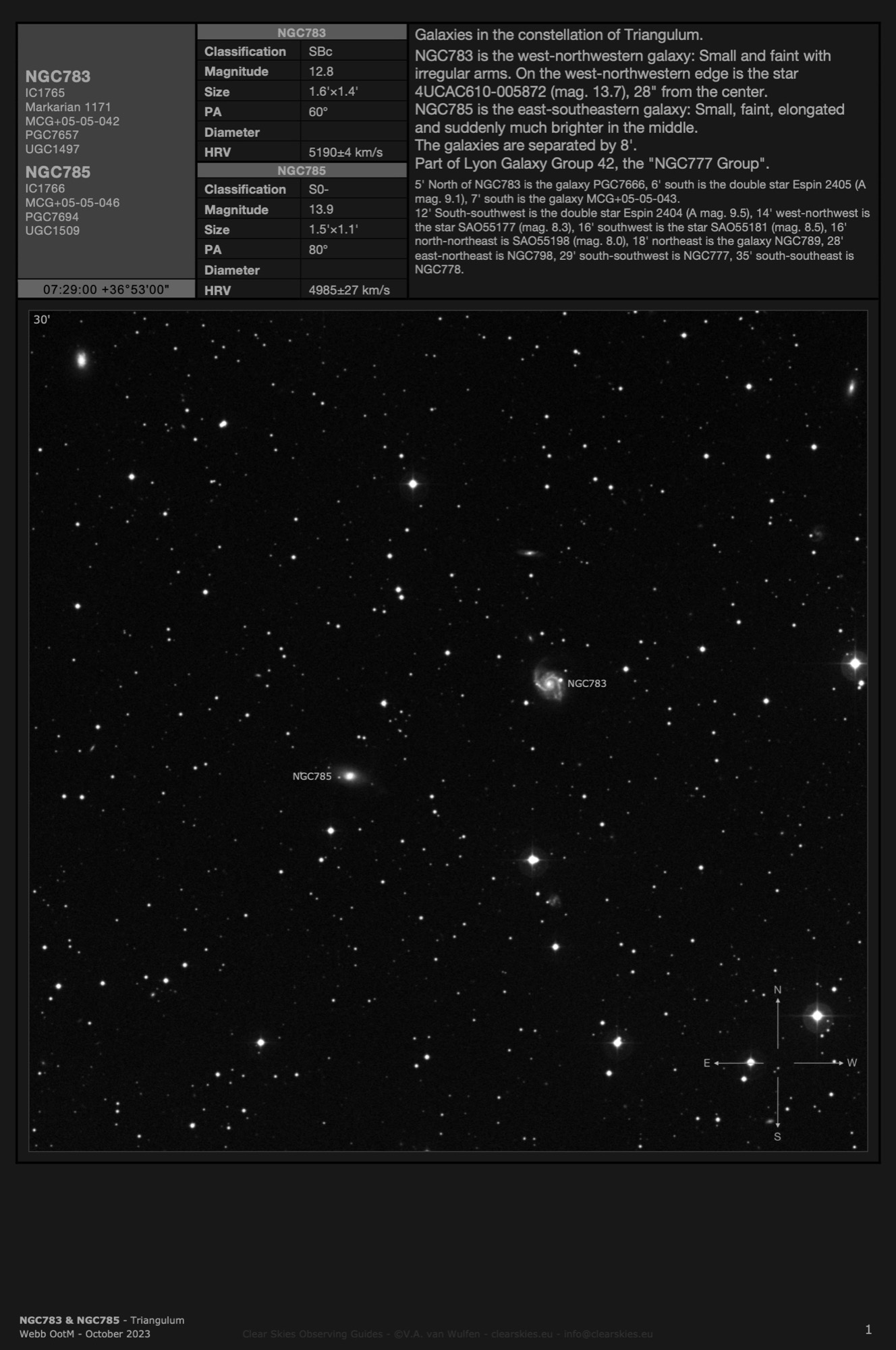 Galaxy pair NGC783 & NGC785 in Triangulum Galaxy pair NGC783 & NGC785 in Triangulum