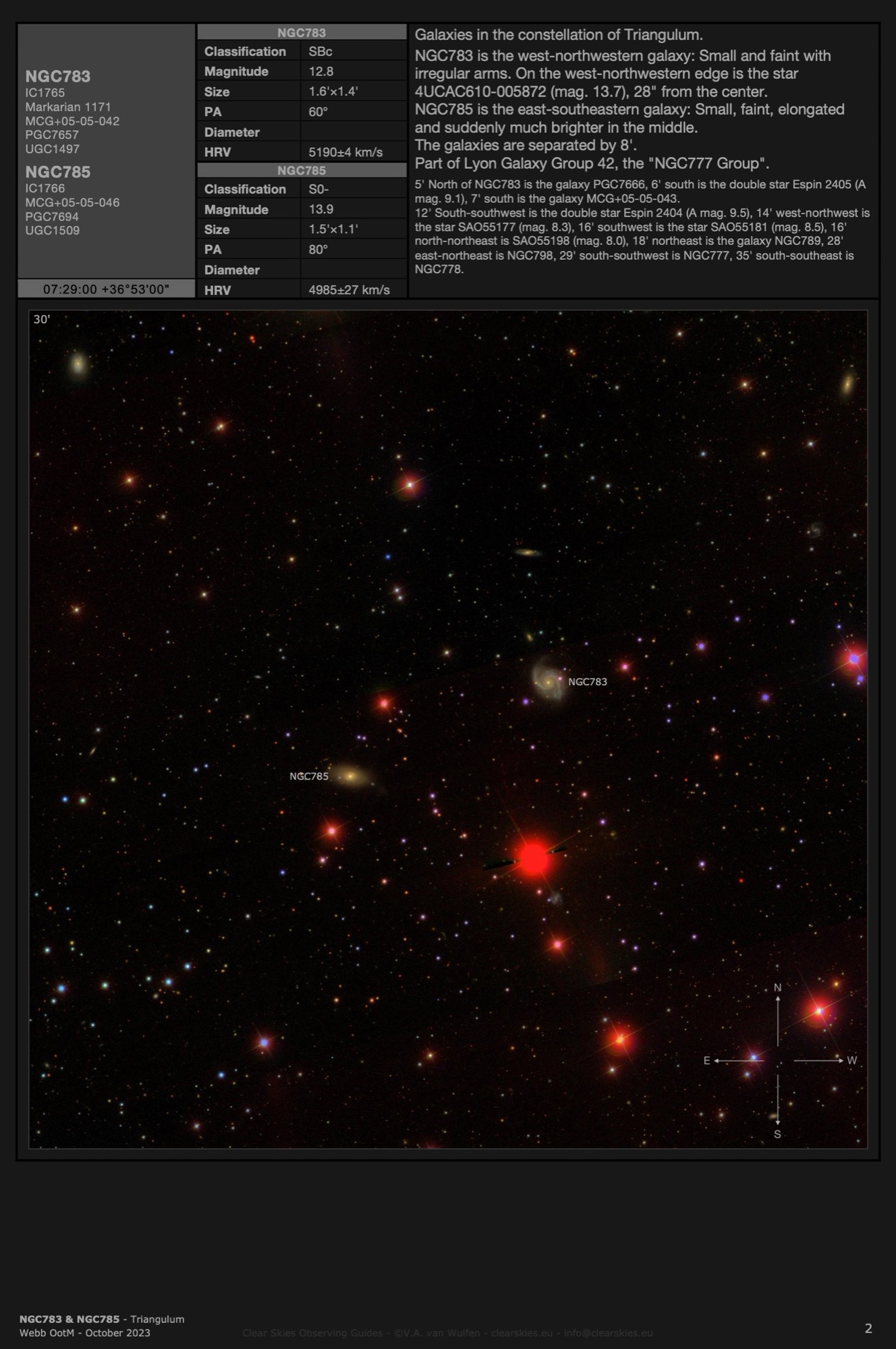 Galaxy pair NGC783 & NGC785 in Triangulum Galaxy pair NGC783 & NGC785 in Triangulum