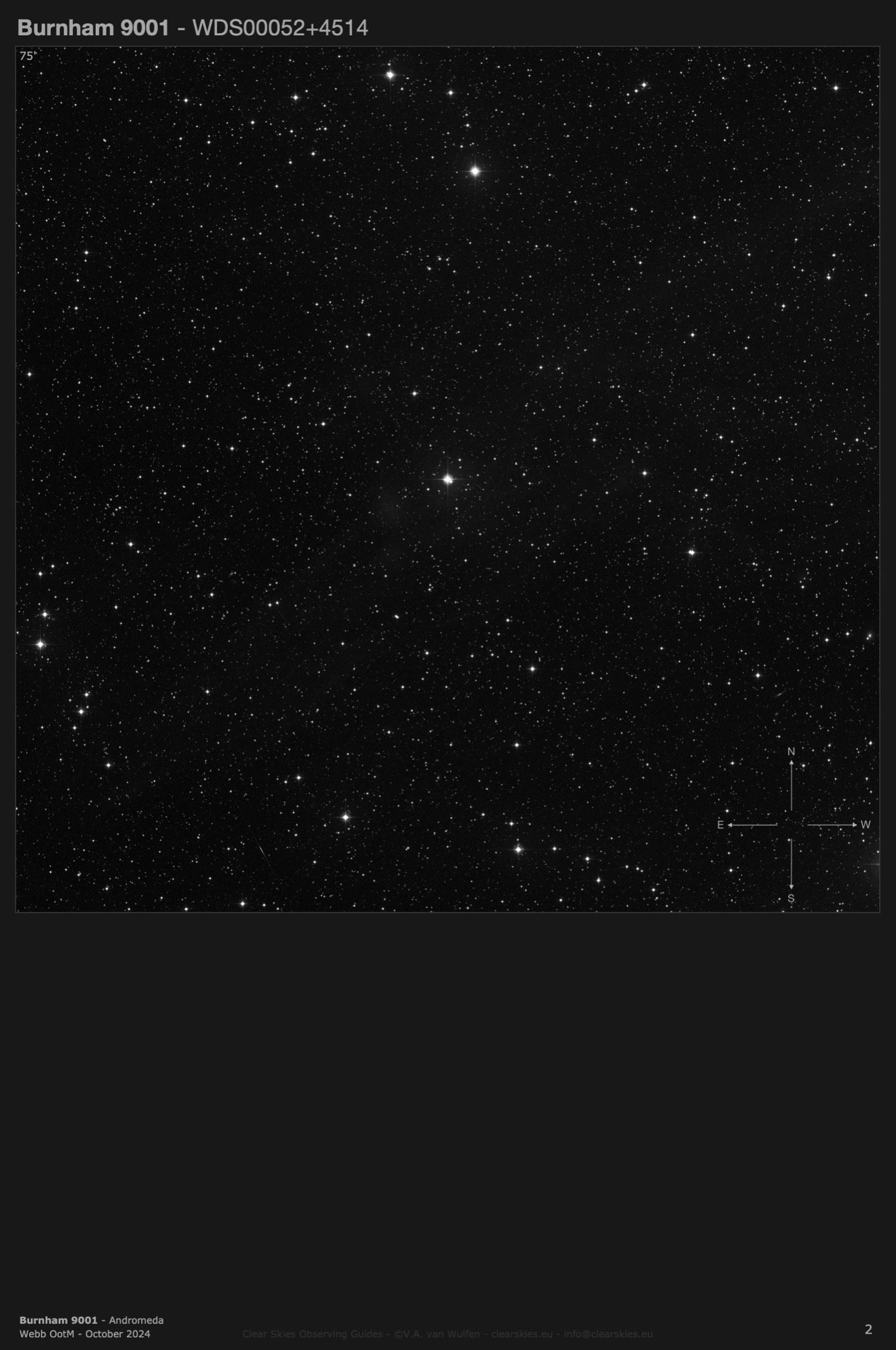 Burnham 9001 (WDS00052+4514) in Andromeda Burnham 9001 (WDS00052+4514) in Andromeda