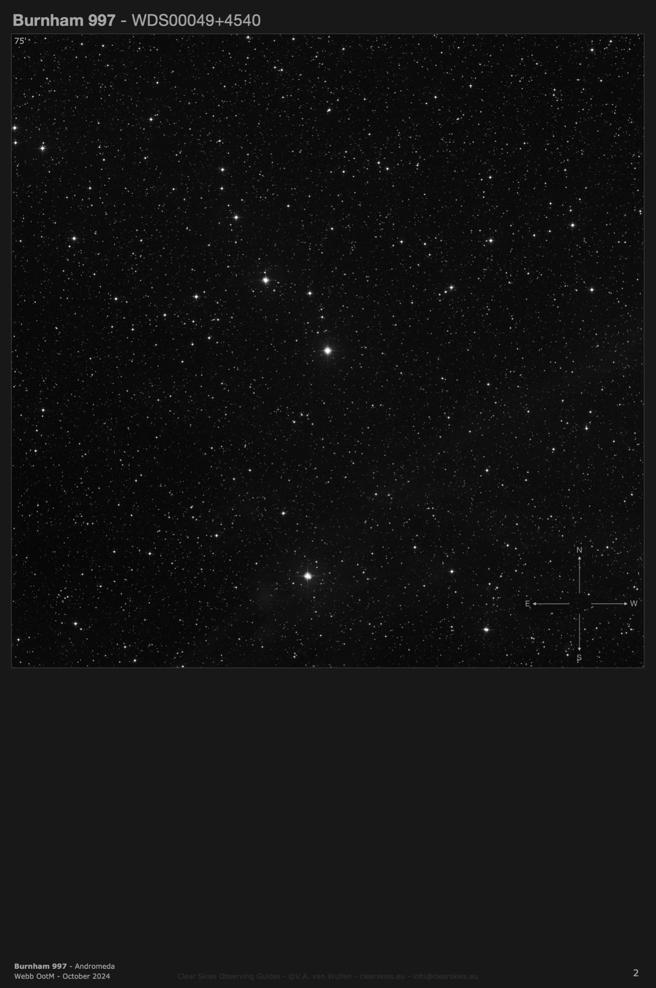 Burnham 997 (WDS00049+4540) in Andromeda Burnham 997 (WDS00049+4540) in Andromeda
