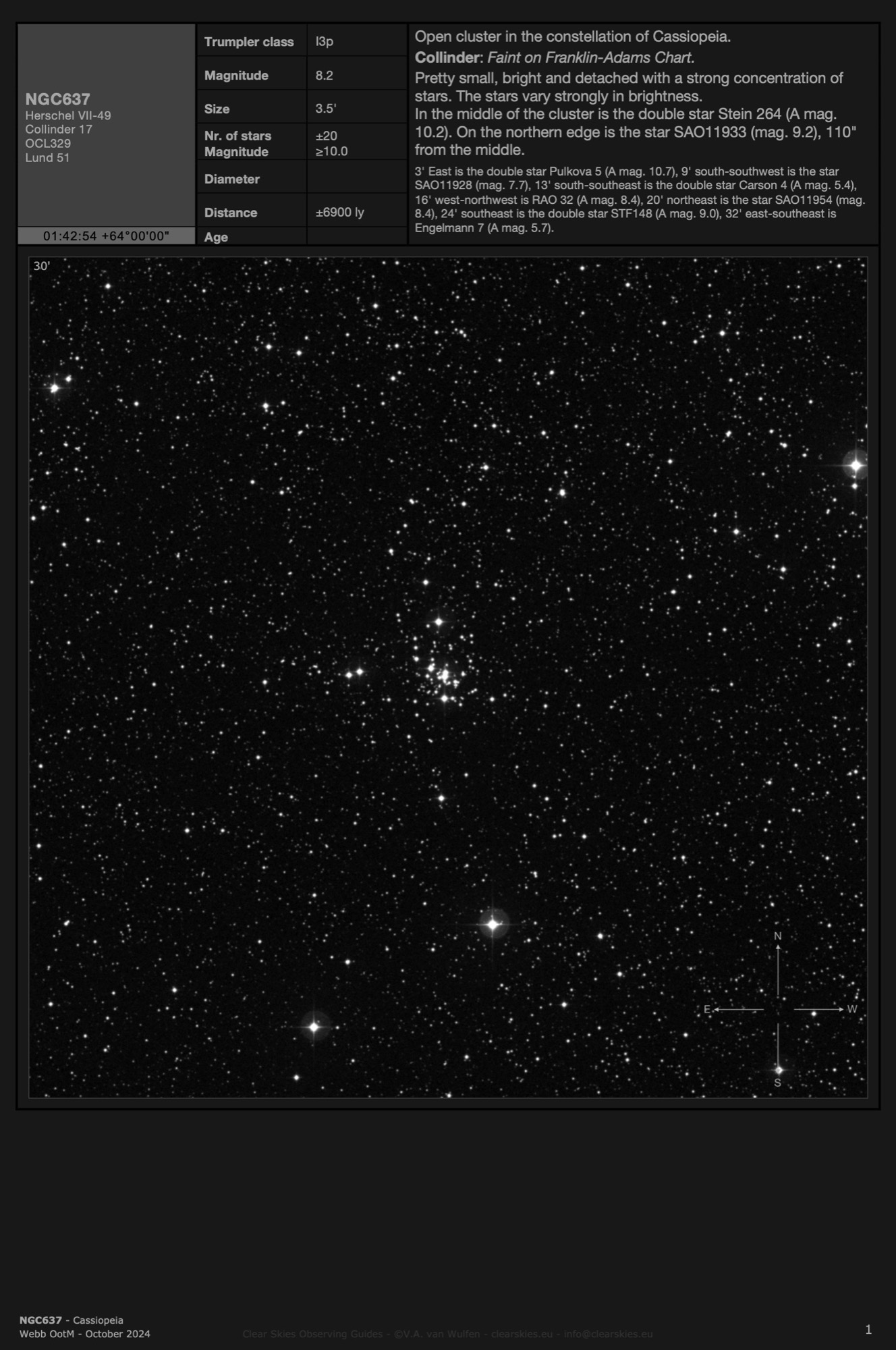 Open cluster NGC637 in Cassiopeia Open cluster NGC637 in Cassiopeia