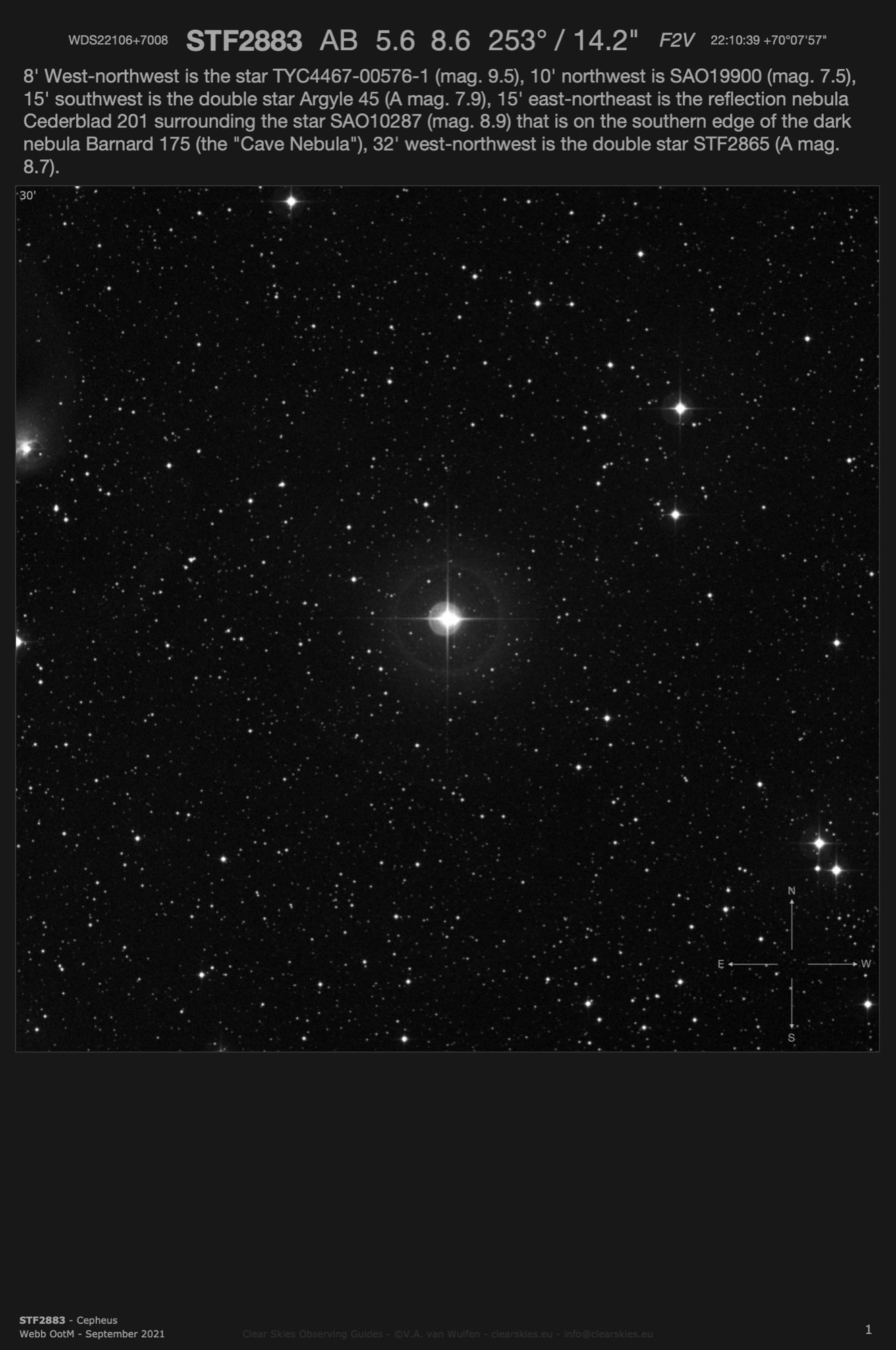 STF2883 (WDS22106+7008) in Cepheus STF2883 (WDS22106+7008) in Cepheus