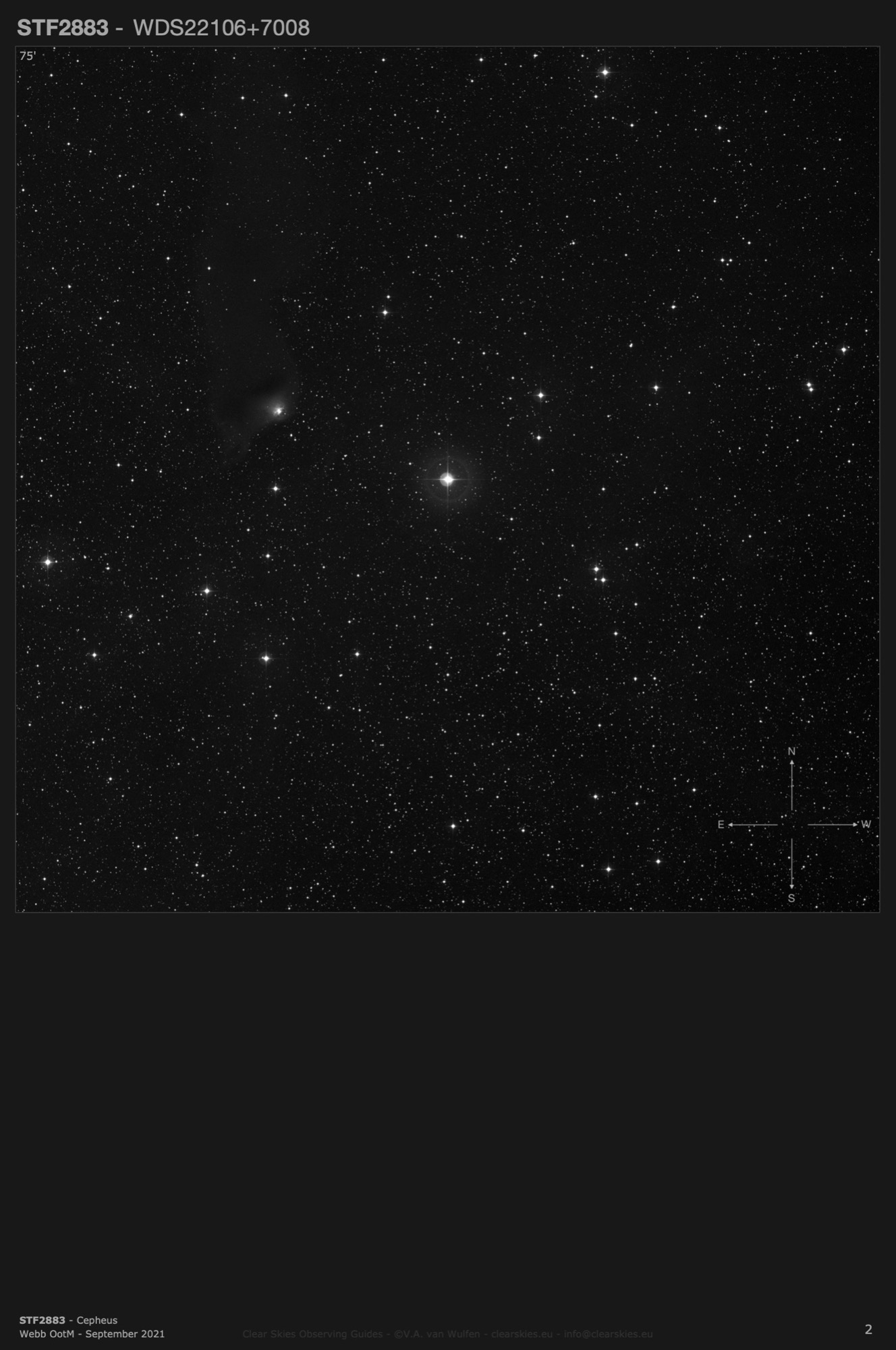 STF2883 (WDS22106+7008) in Cepheus STF2883 (WDS22106+7008) in Cepheus