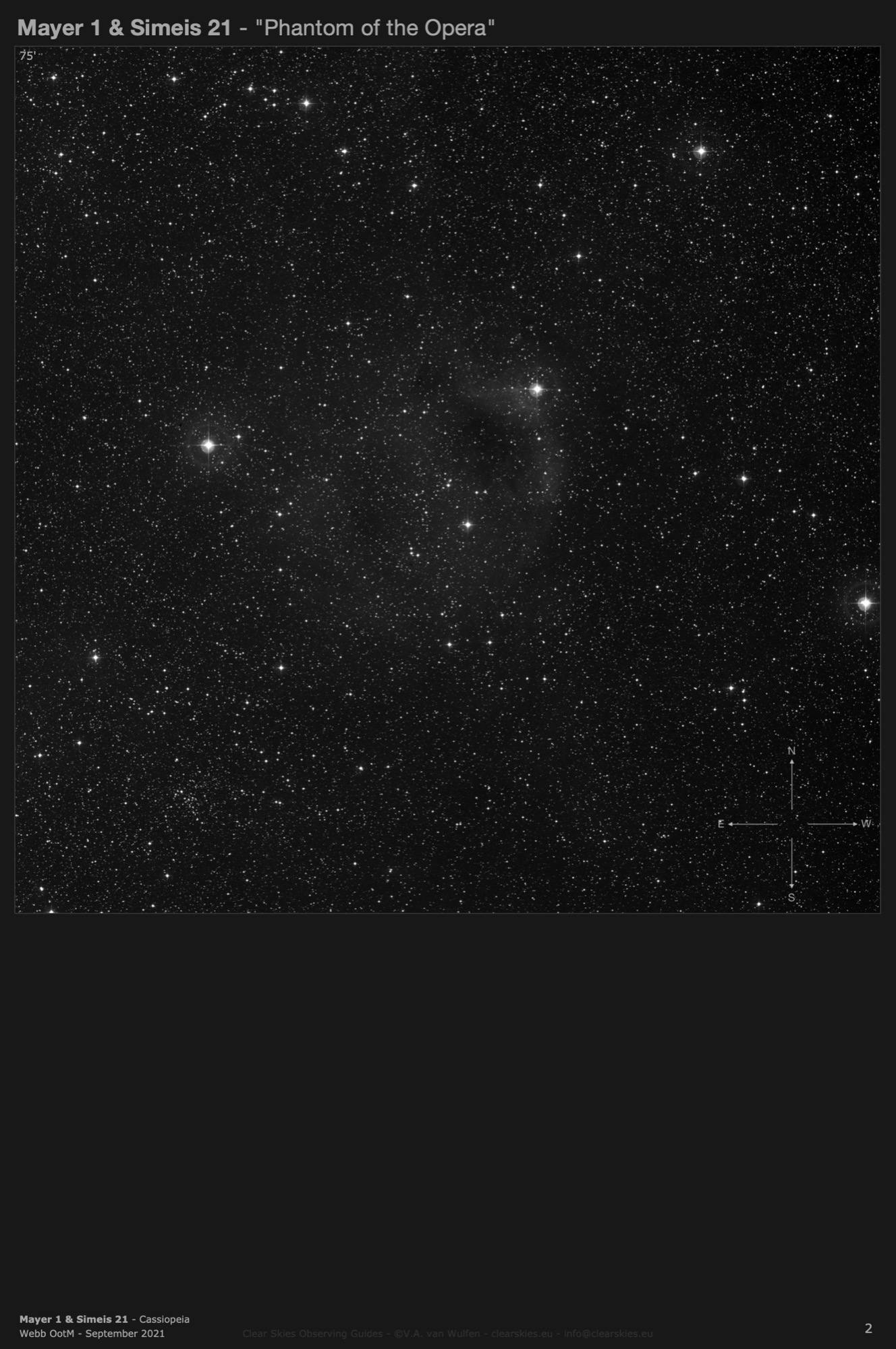 Open cluster Mayer 1 & emission nebula Simeis 21 in Cassiopeia Open cluster Mayer 1 & emission nebula Simeis 21 in Cassiopeia