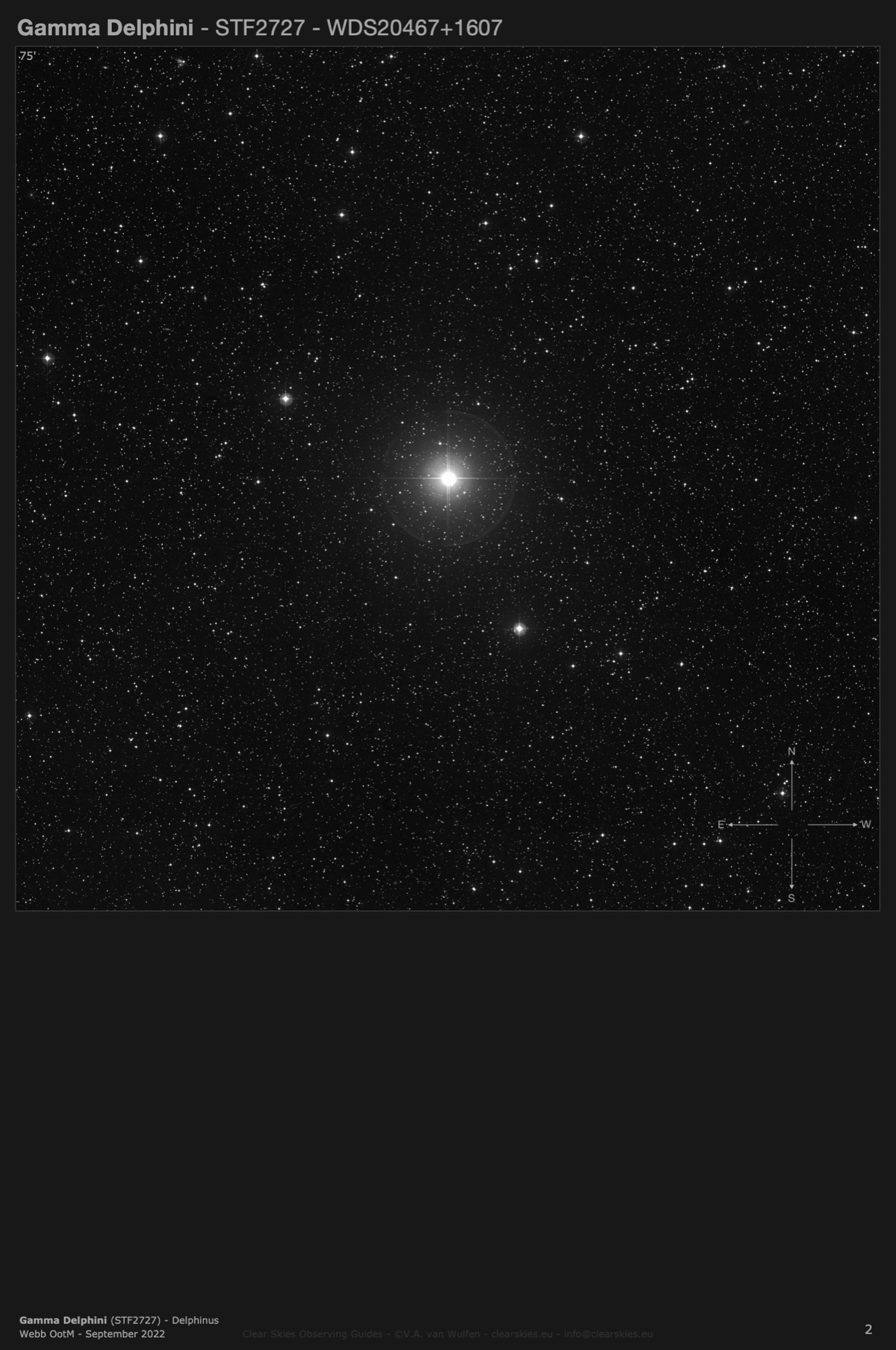 Gamma Delphini - STF2727 (WDS20467+1607) in Delphinus Gamma Delphini - STF2727 (WDS20467+1607) in Delphinus