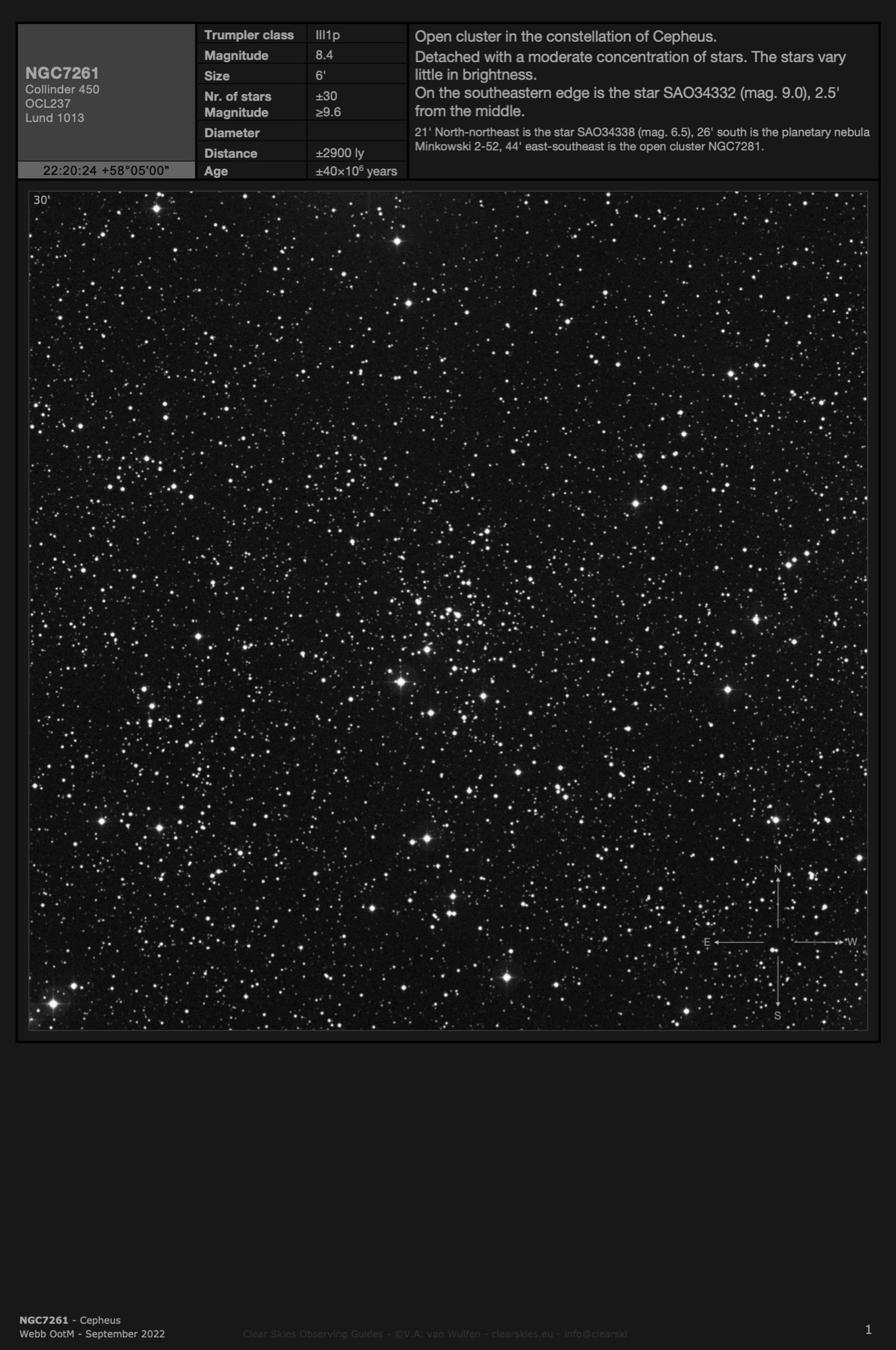 Open cluster NGC7261 in Cepheus Open cluster NGC7261 in Cepheus
